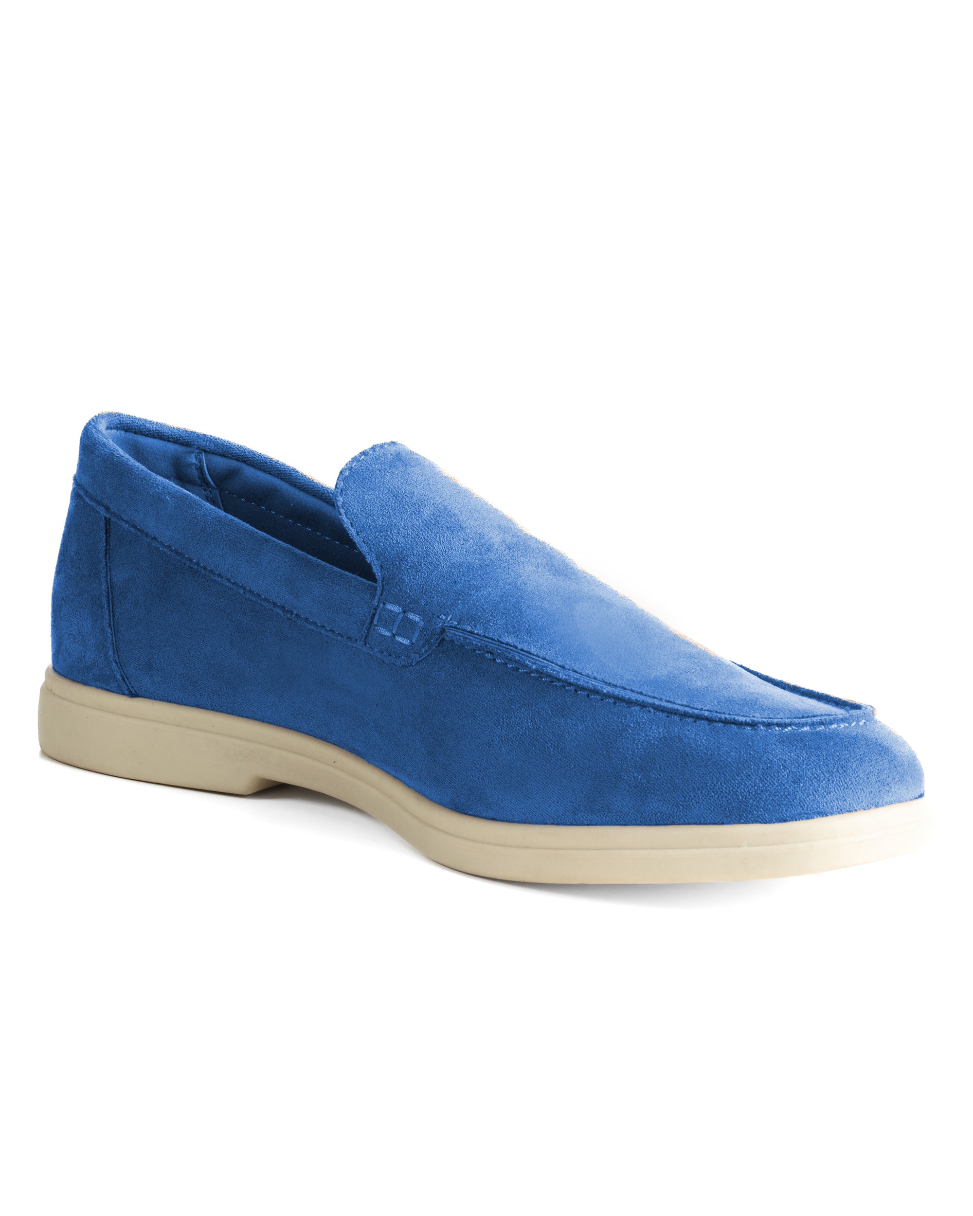 Mocassini college uomo scarpe camoscio eleganti cerimonia suola di gomma blu royal GIOSAL-S1317A