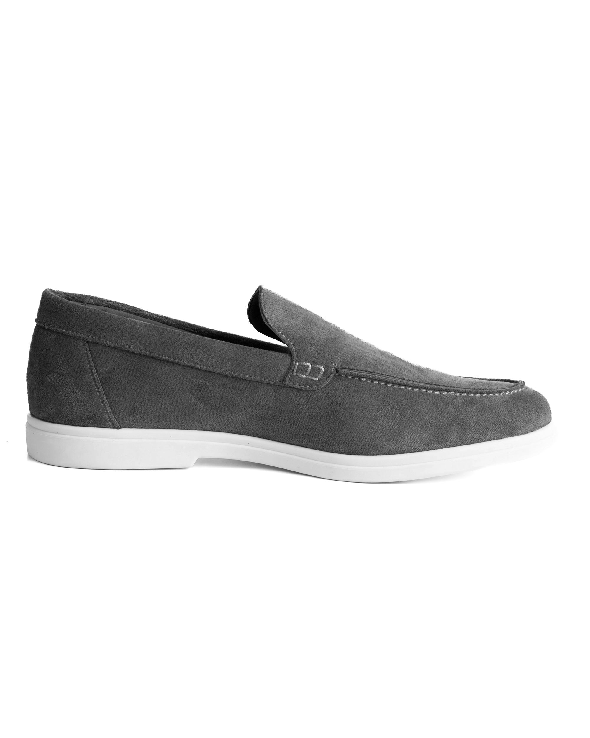 Mocassini college uomo scarpe camoscio eleganti cerimonia suola di gomma grigio GIOSAL-S1323A