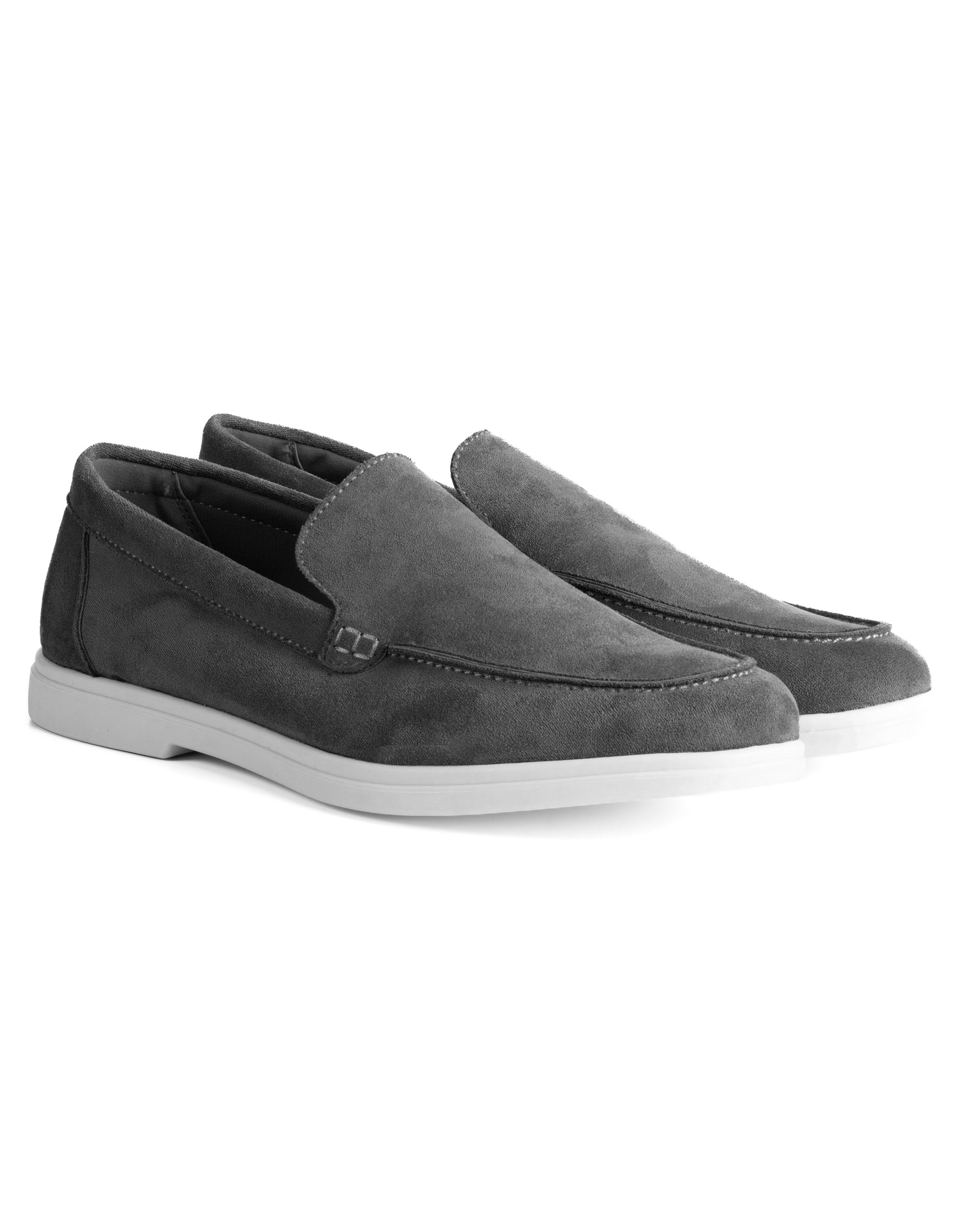 Mocassini college uomo scarpe camoscio eleganti cerimonia suola di gomma grigio GIOSAL-S1323A
