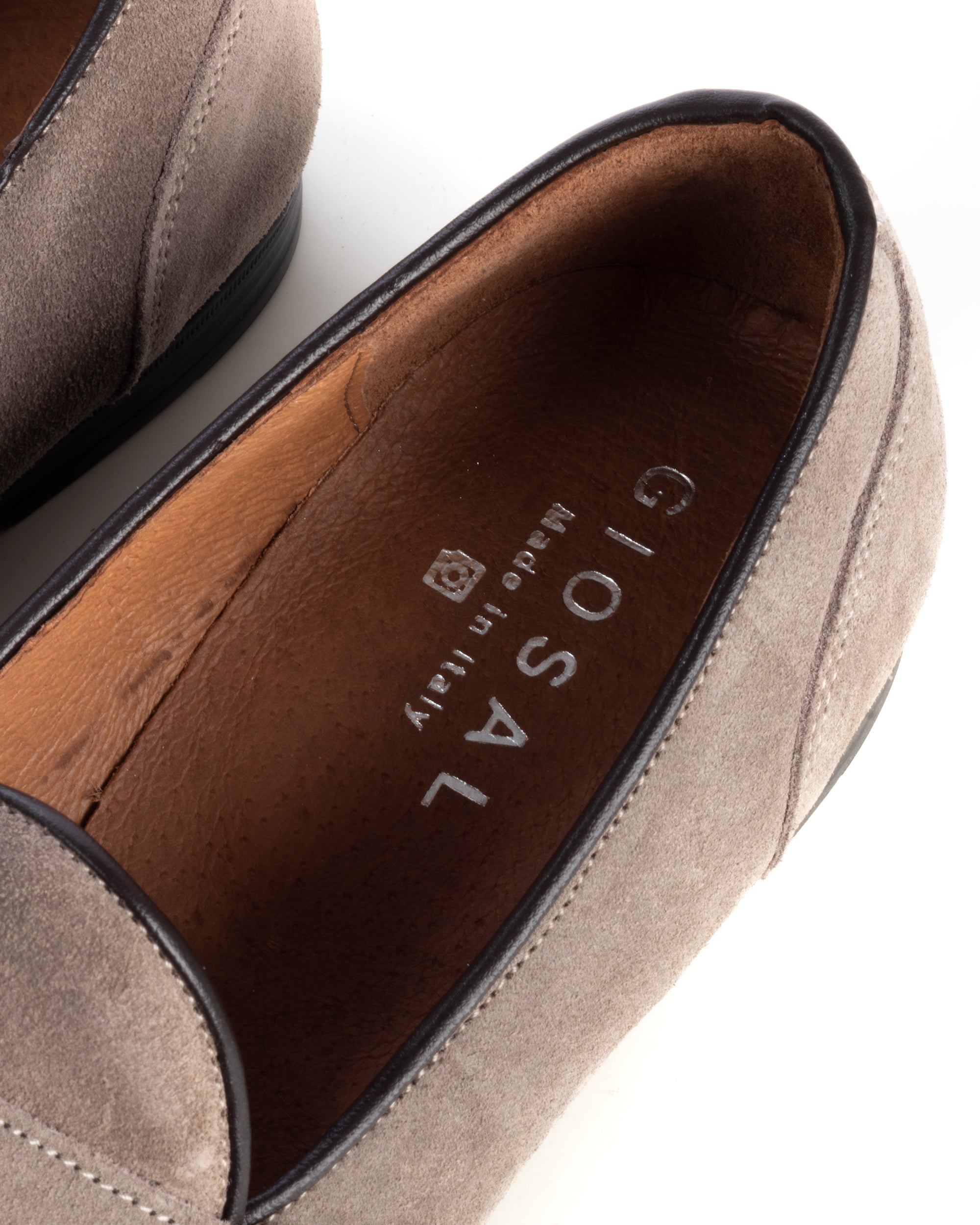 Mocassini uomo scarpe camoscio doppia fibbia suola di gomma beige GIOSAL-S1325A