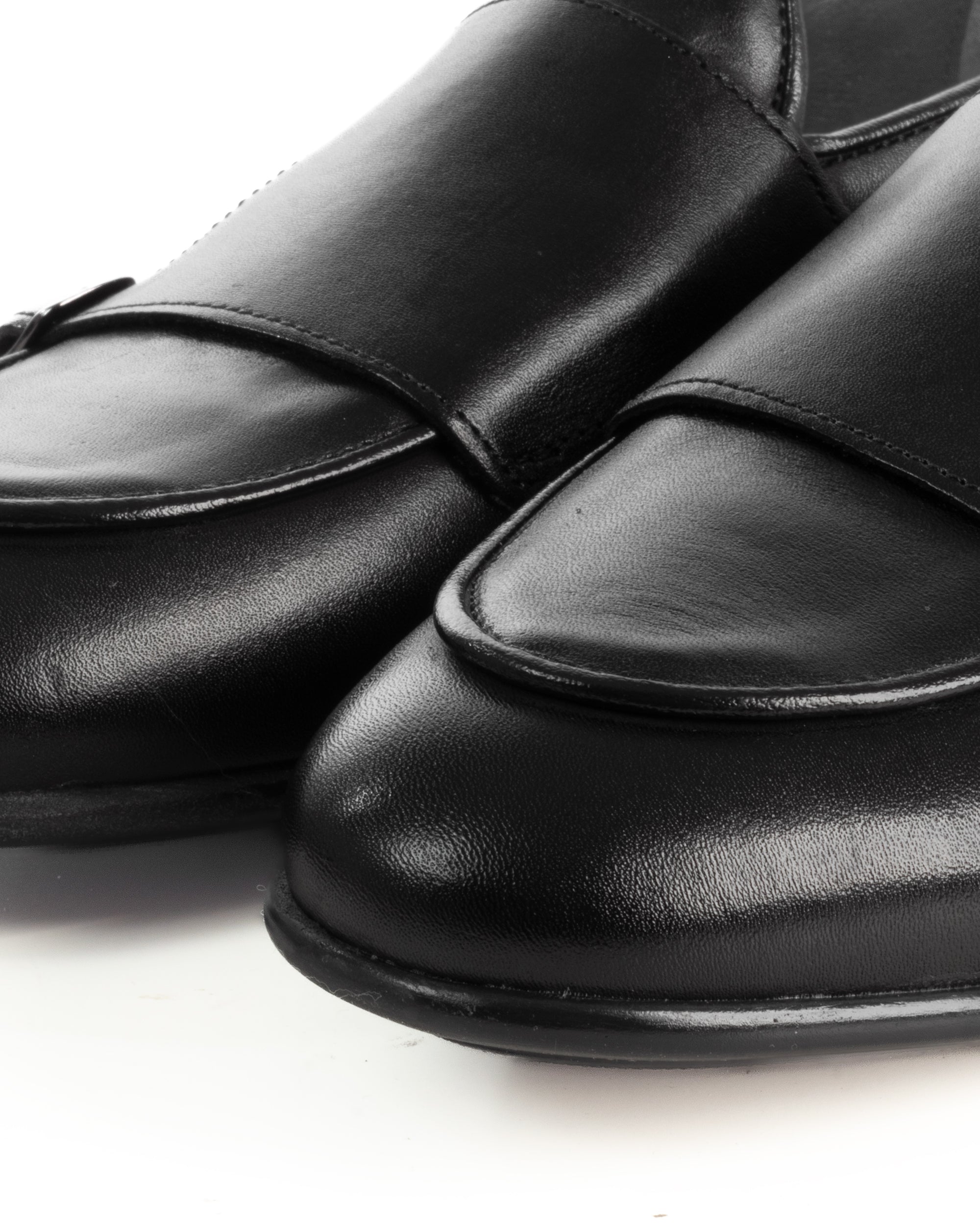 Mocassini uomo scarpe pelle doppia fibbia suola di gomma nero GIOSAL-S1326A