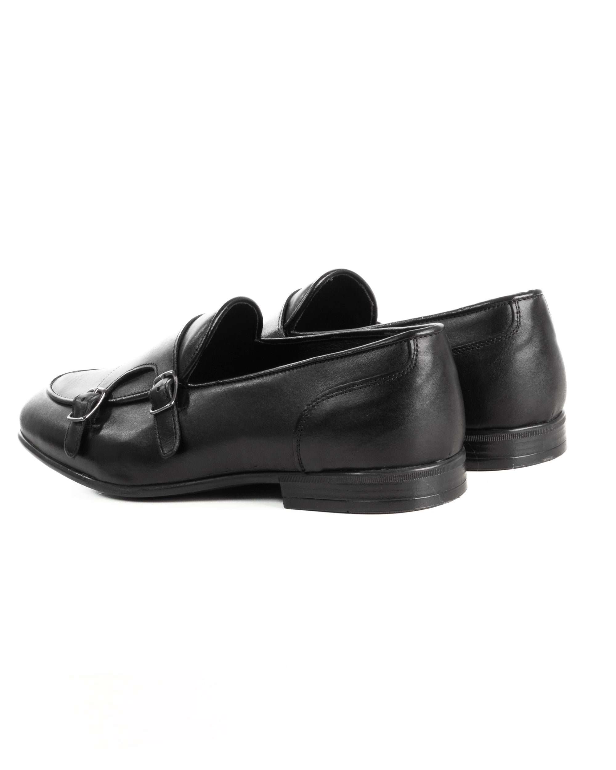 Mocassini uomo scarpe pelle doppia fibbia suola di gomma nero GIOSAL-S1326A