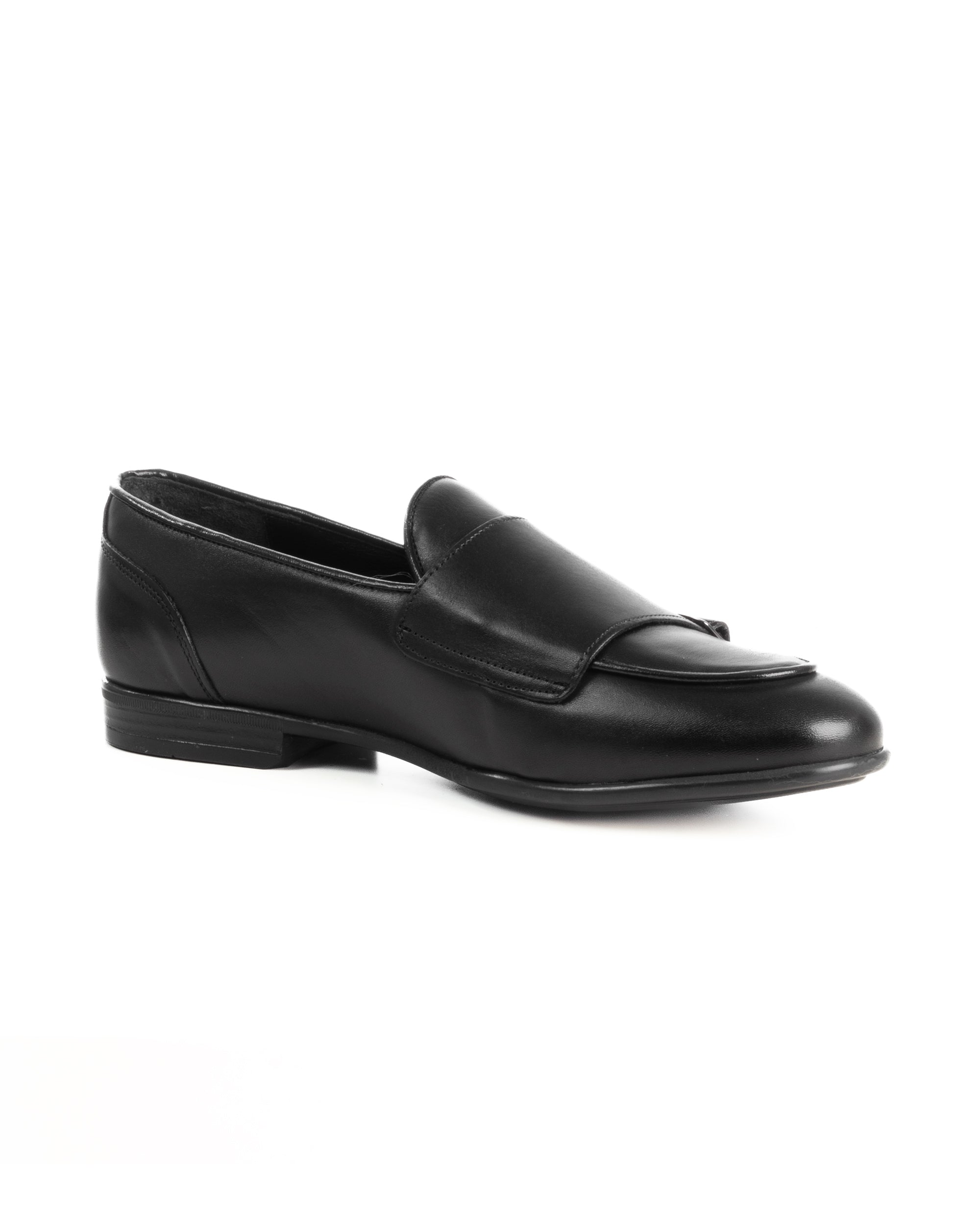 Mocassini uomo scarpe pelle doppia fibbia suola di gomma nero GIOSAL-S1326A
