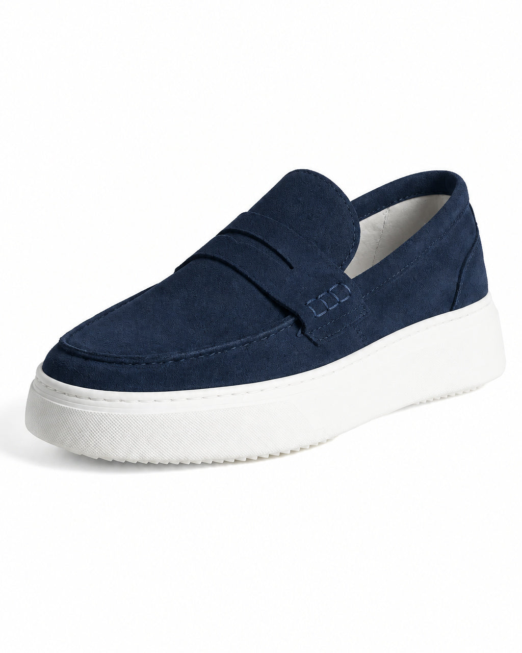 Mocassini college uomo scarpe camoscio suola gomma blu GIOSAL-S1328A