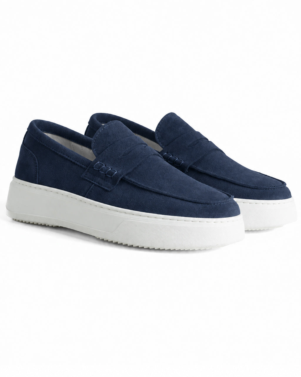 Mocassini college uomo scarpe camoscio suola gomma blu GIOSAL-S1328A