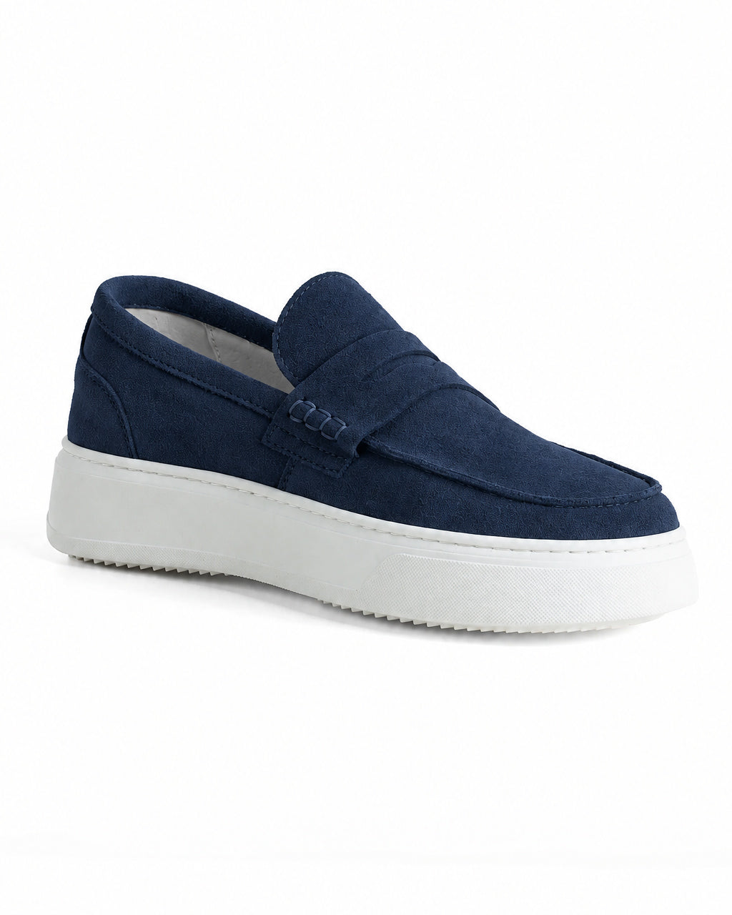 Mocassini college uomo scarpe camoscio suola gomma blu GIOSAL-S1328A