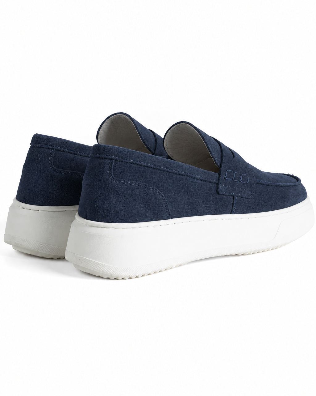 Mocassini college uomo scarpe camoscio suola gomma blu GIOSAL-S1328A