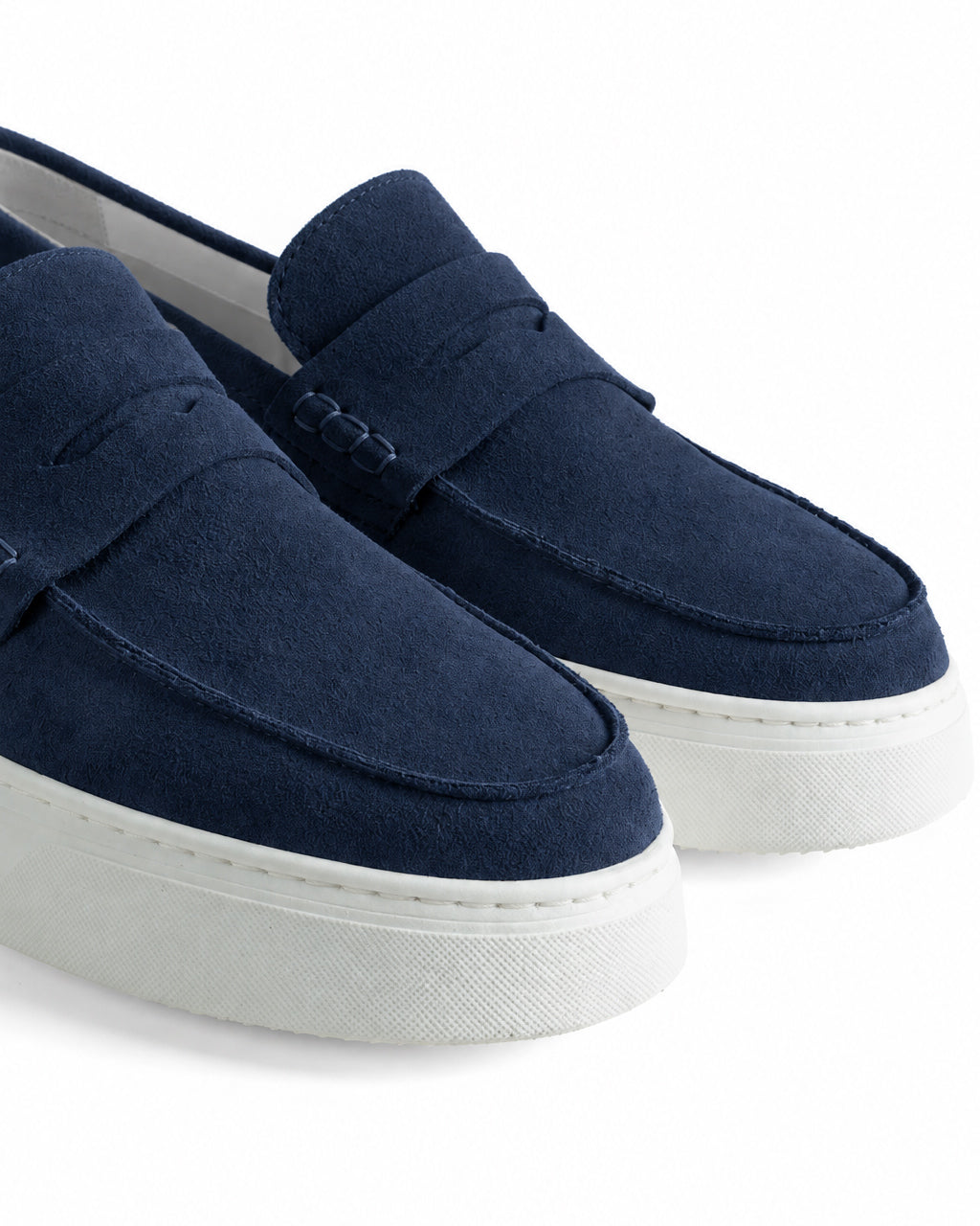 Mocassini college uomo scarpe camoscio suola gomma blu GIOSAL-S1328A