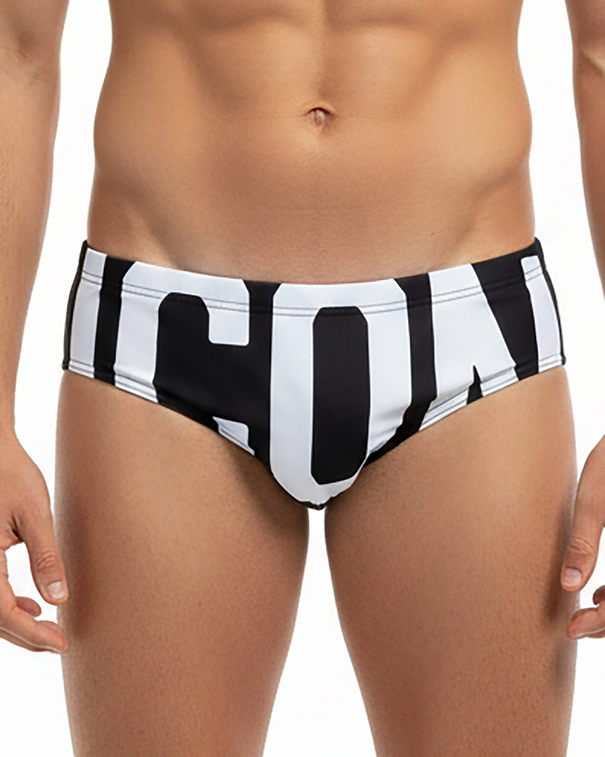 Costume da bagno slip mare uomo elasticizzato stampa nero ICON IUW015