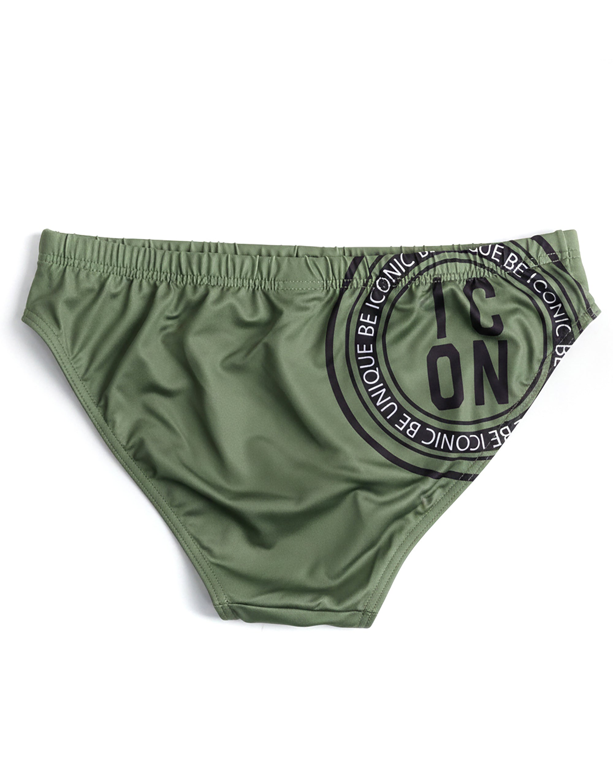 Costume da bagno slip mare uomo elasticizzato stampa retro verde ICON IUW016