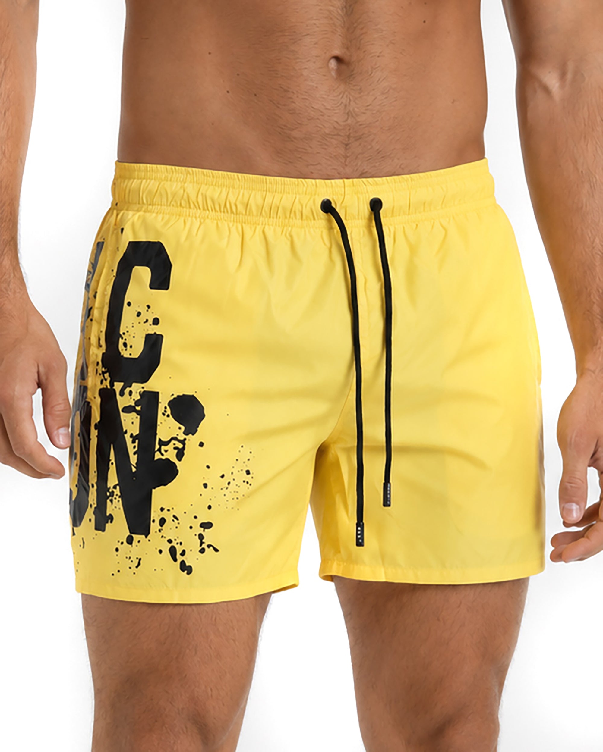 Costume da bagno bermuda mare uomo boxer con coulisse maxi stampa giallo ICON-IUW004