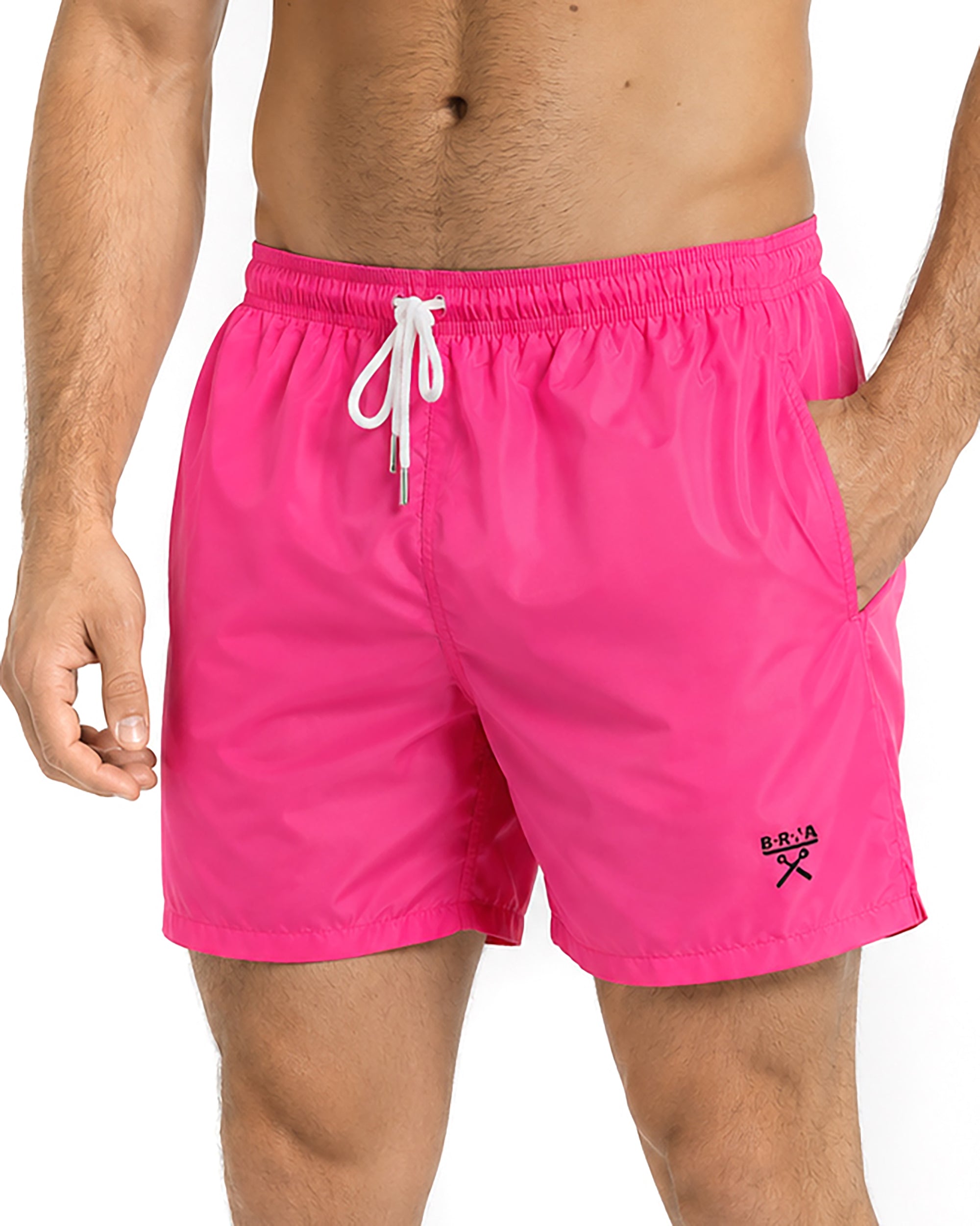 Costume da bagno bermuda mare uomo boxer coulisse logo fucsia fluo BERNA M-261328