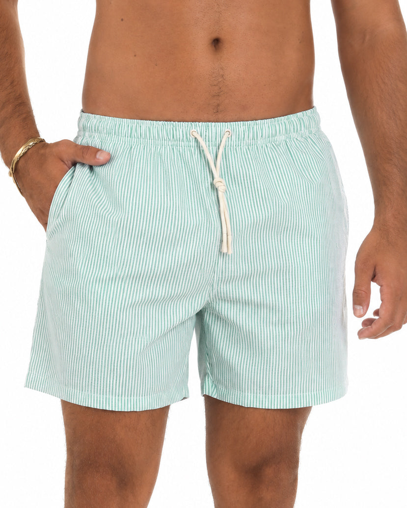 Costume da bagno bermuda mare uomo boxer a righe coulisse verde bianco GIOSAL-SU1262A