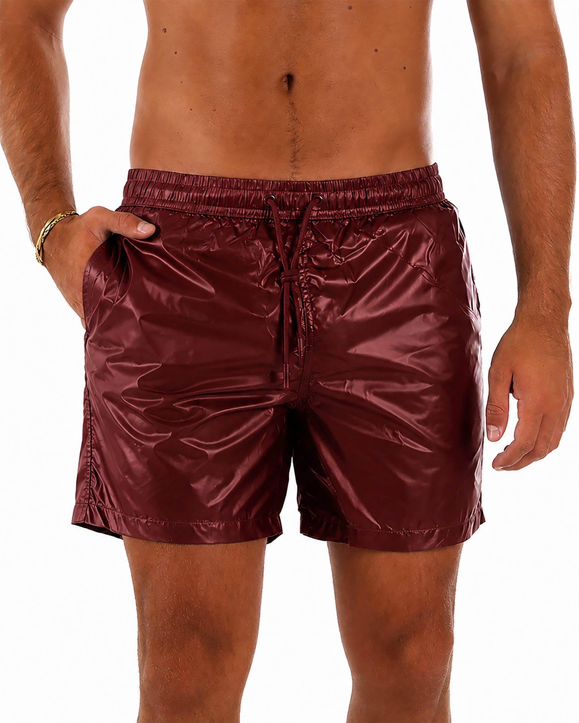 Costume da bagno bermuda mare uomo boxer lucido coulisse rosso GIOSAL-SU1265A