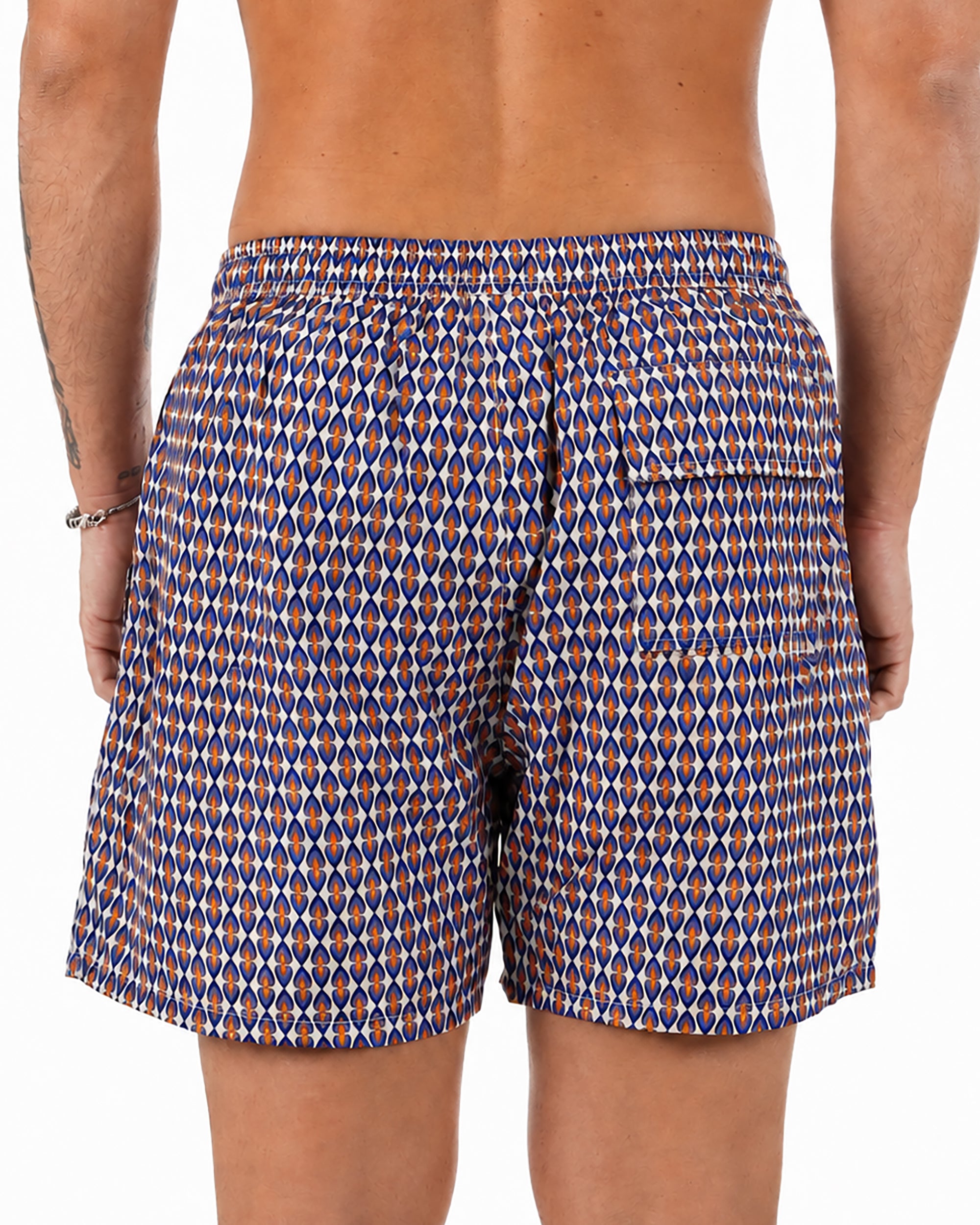 Costume da bagno bermuda mare uomo boxer coulisse fantasia geometrica blu multicolor GIOSAL-SU1267A