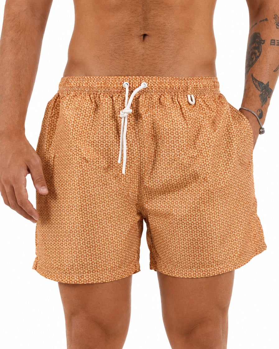 Costume da bagno bermuda mare uomo boxer coulisse fantasia floreale arancione multicolor GIOSAL-SU1269A