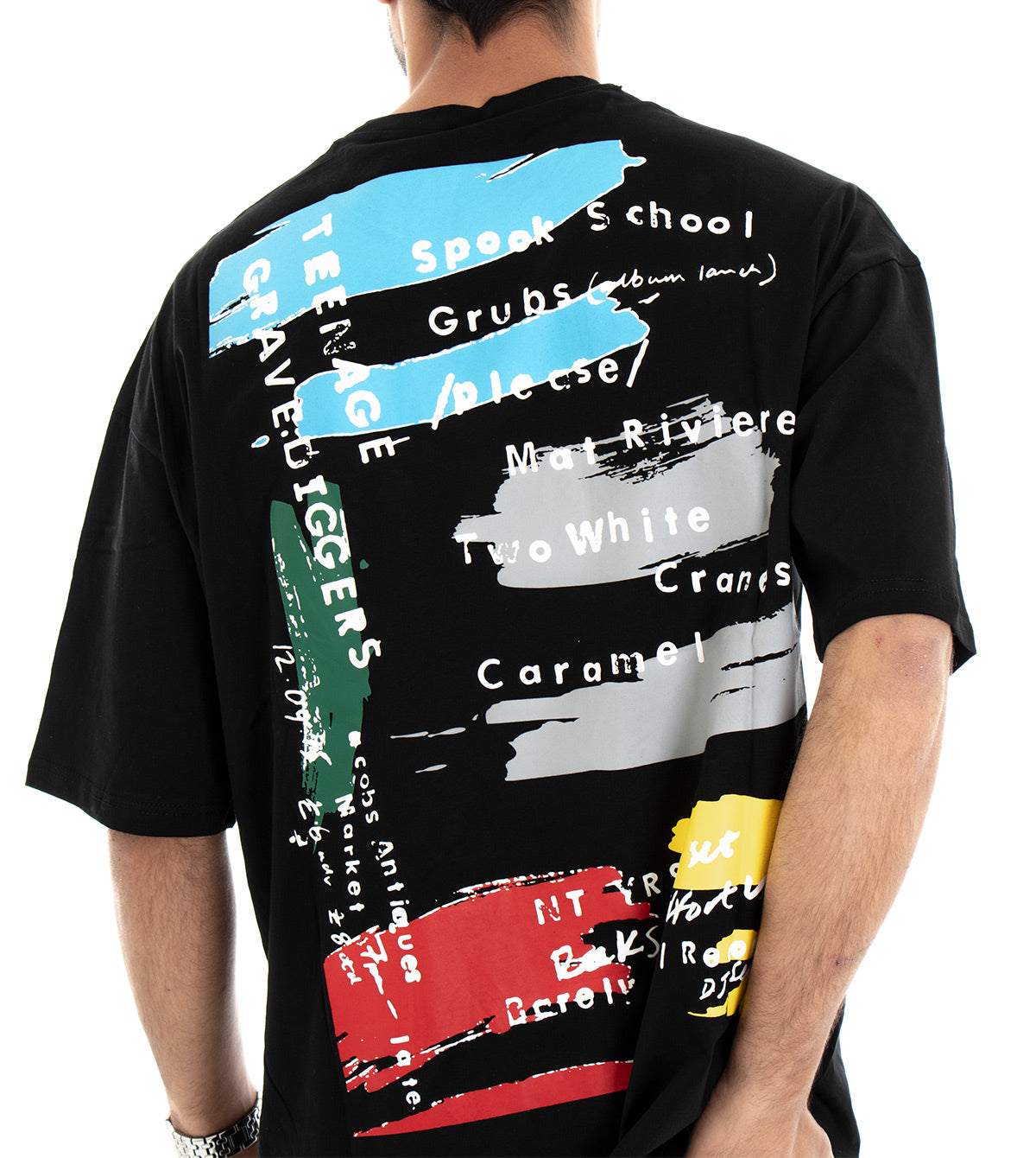 Men's T-shirt Short Sleeve Shirt Retro Print Over Size Black GIOSAL