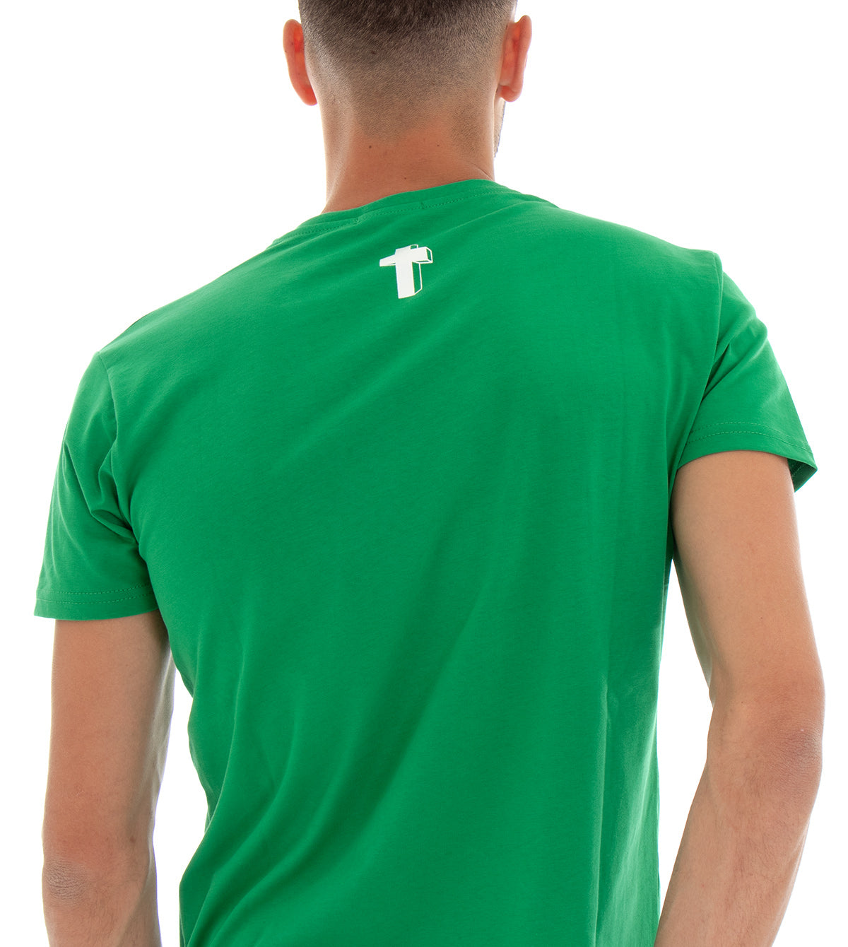 Men's T-shirt Short Sleeve Solid Color Green Cross Print Crew Neck Cotton GIOSAL