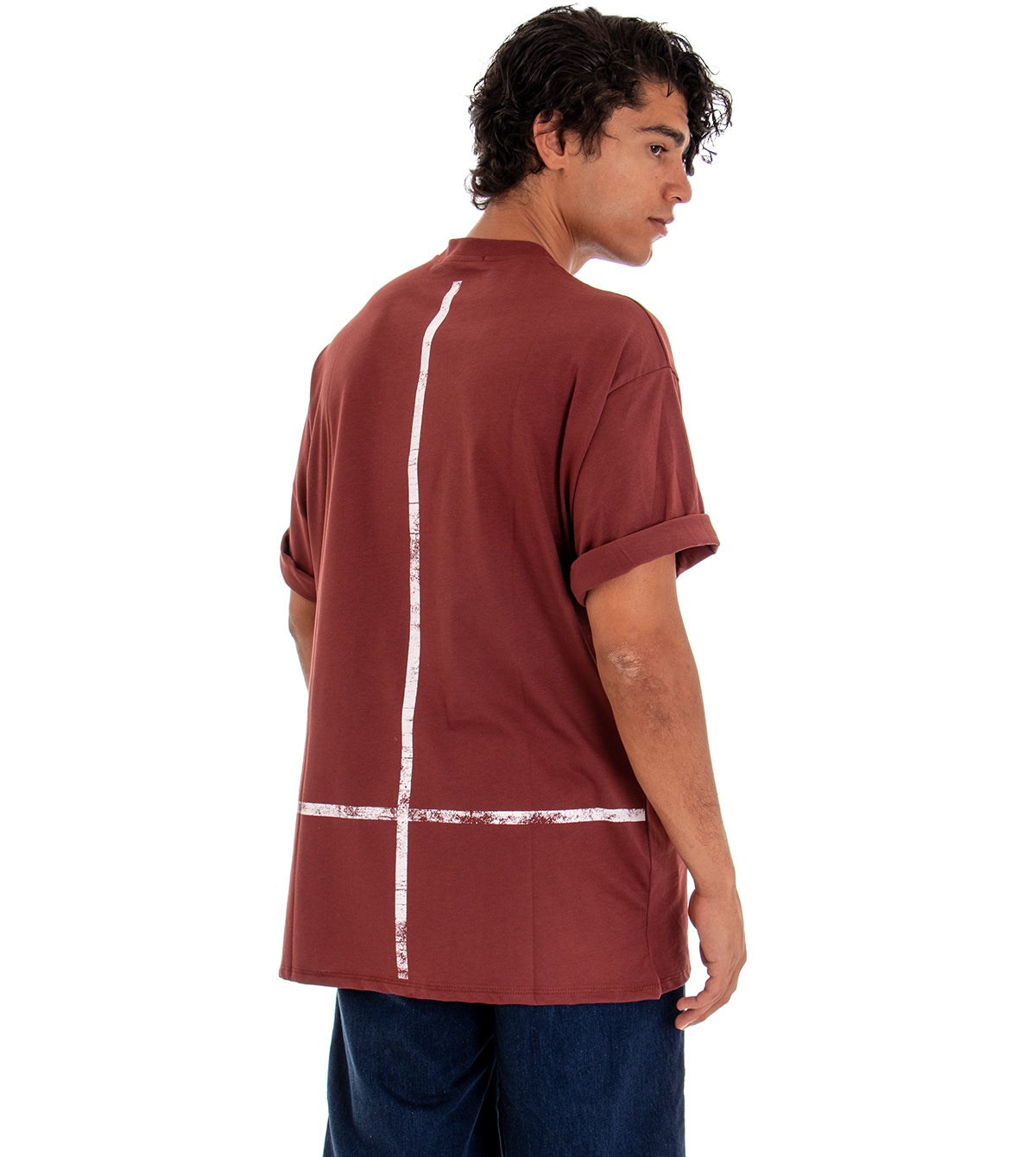 Men's T-shirt Short Sleeve Over Shirt Solid Color Bordeaux Retro Print GIOSAL