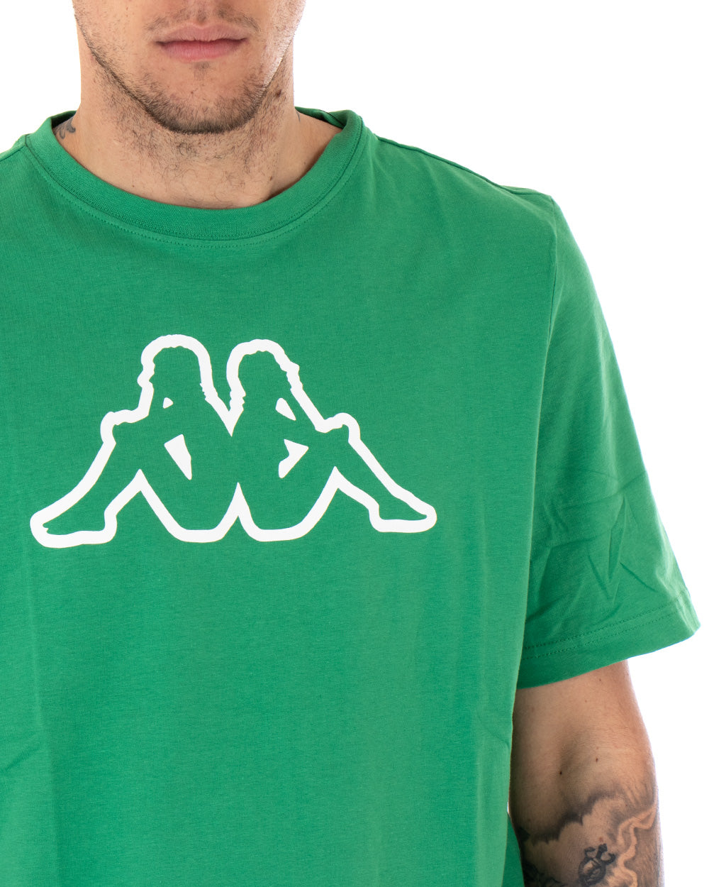 T-shirt Uomo Kappa  MM Logo Cromen Tinta Unita Verde Girocollo Maniche Corte Casual GIOSAL