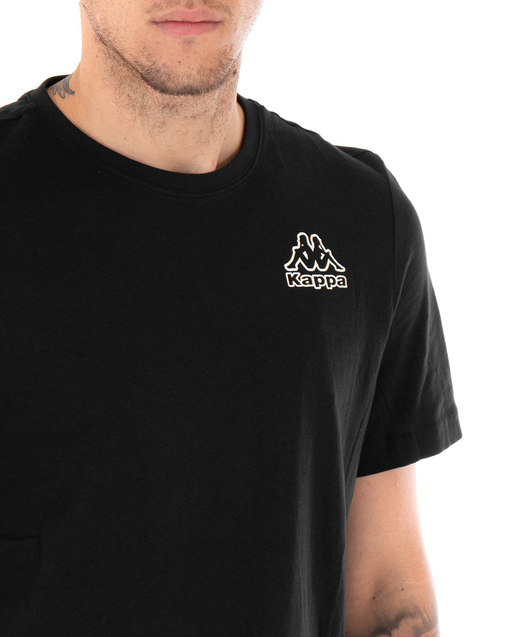 Kappa Men's T-shirt Cotit Logo Print Retro Round Neck Black Cotton Crew Neck GIOSAL