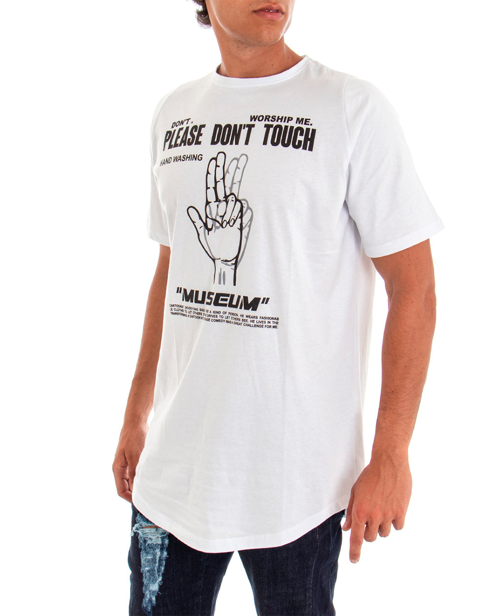 Men's T-shirt Short Sleeve Over Shirt Solid Color White GIOSAL Print