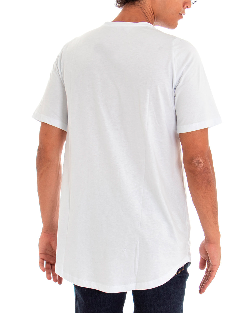 T-shirt Uomo Maglia Maniche Corte Over Tinta Unita Bianco Stampa GIOSAL