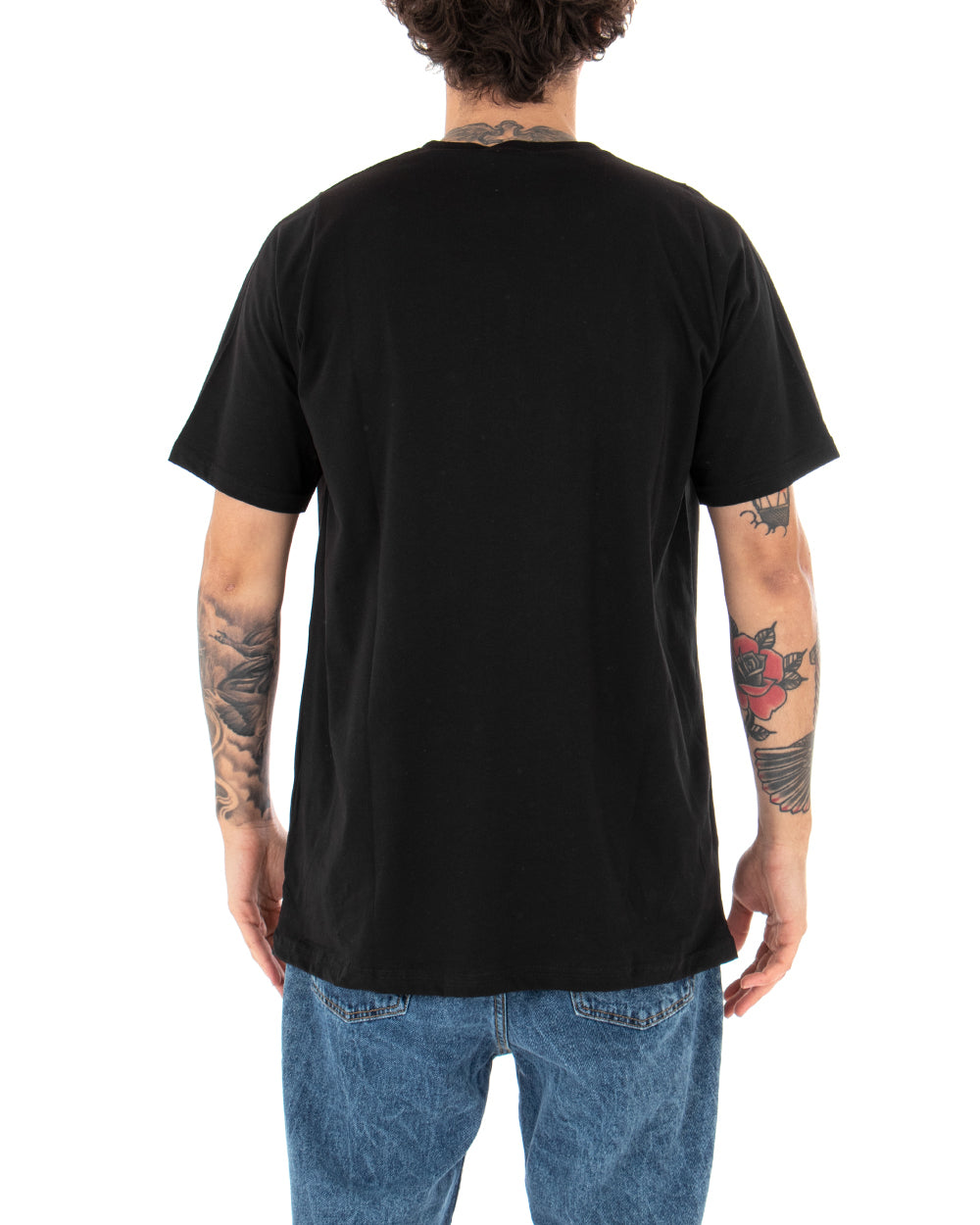 T-shirt Uomo Oversize Girocollo Tinta Unita Casual Nera Basic Manica Corta GIOSAL-TS2928A