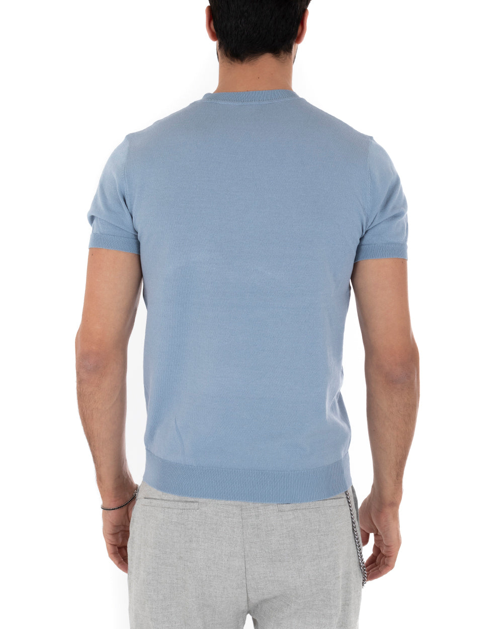 T-Shirt Uomo Maniche Corte Tinta Unita Polvere Girocollo Filo Casual GIOSAL-TS3052A