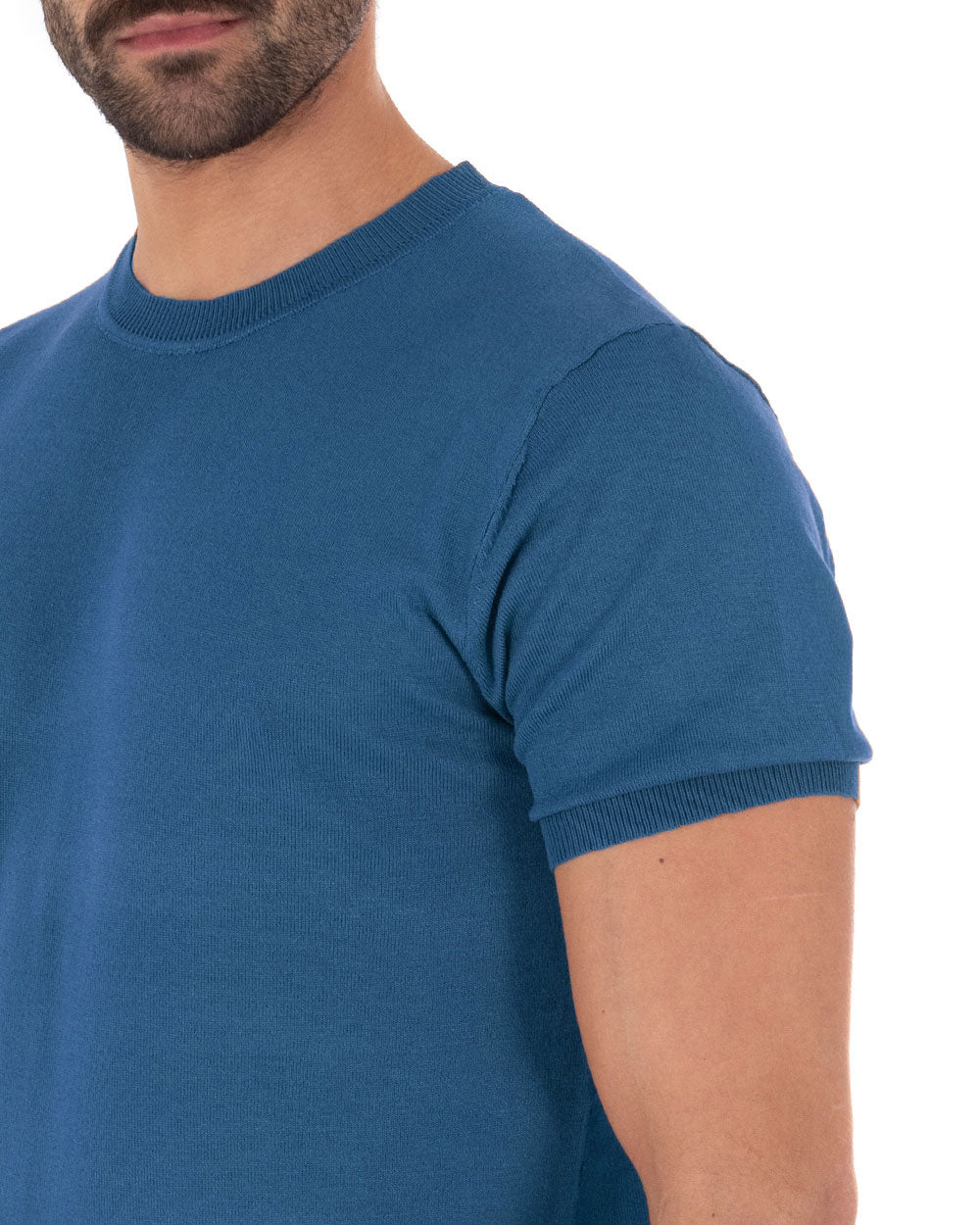 T-Shirt Uomo Maniche Corte Tinta Unita Ottanio Girocollo Filo Casual GIOSAL-TS3075A