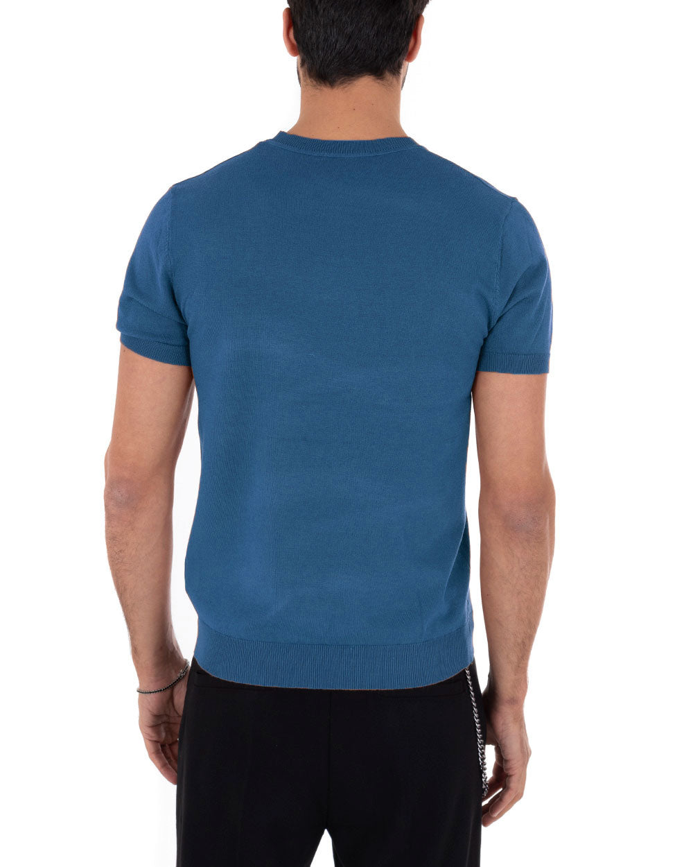 T-Shirt Uomo Maniche Corte Tinta Unita Ottanio Girocollo Filo Casual GIOSAL-TS3075A