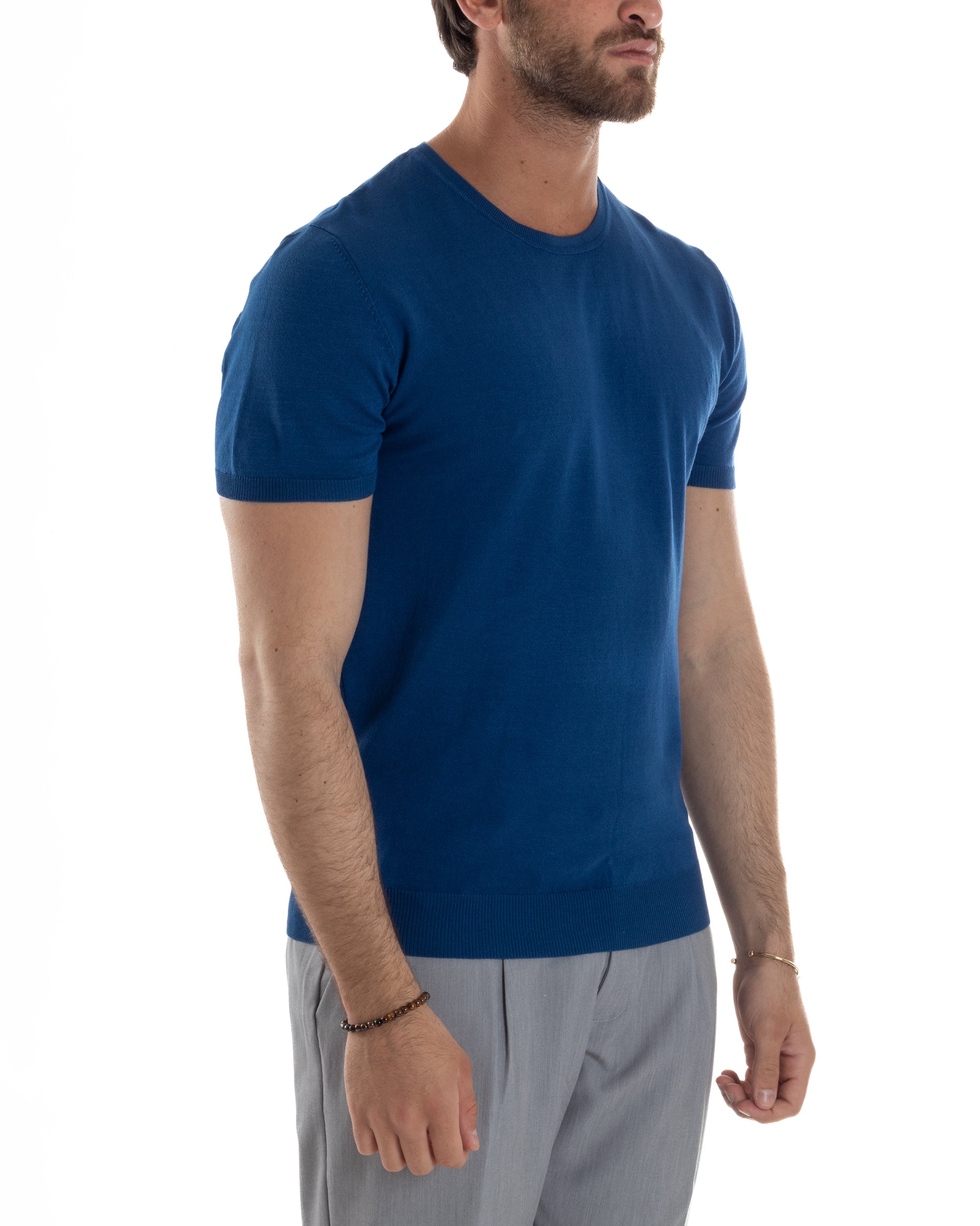 T-Shirt Uomo Girocollo Filo Maglia Sottogiacca Casual Basic Tinta Unita Ottanio GIOSAL-TS3163A