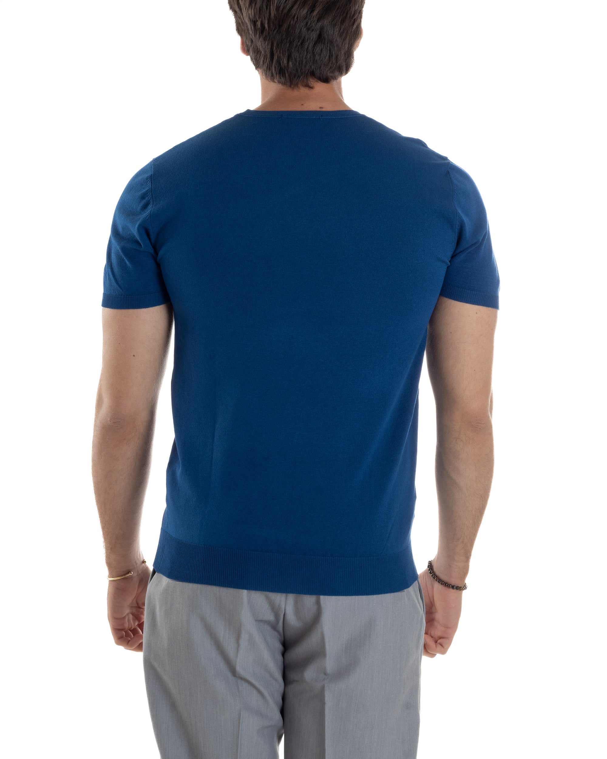 T-Shirt Uomo Girocollo Filo Maglia Sottogiacca Casual Basic Tinta Unita Ottanio GIOSAL-TS3163A