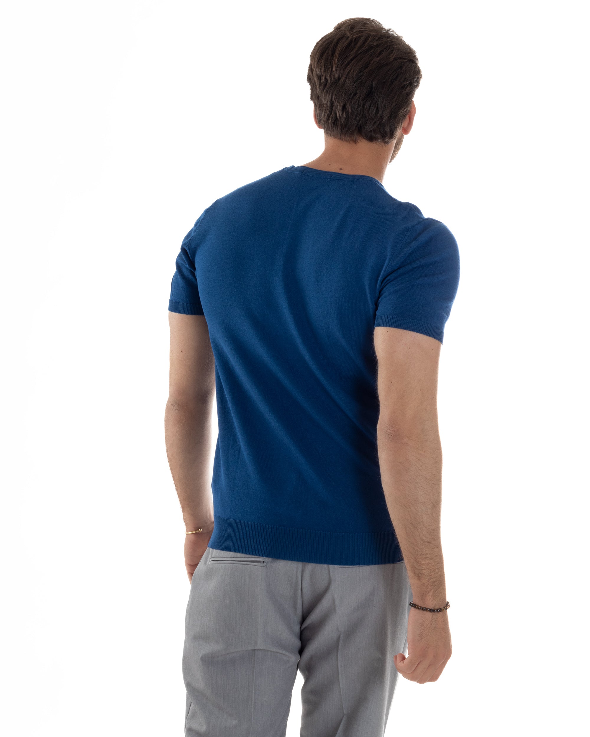 T-Shirt Uomo Girocollo Filo Maglia Sottogiacca Casual Basic Tinta Unita Ottanio GIOSAL-TS3163A