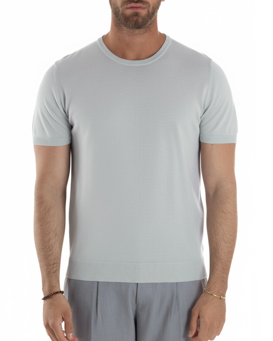 Dettaglio tessuto filo leggero t-shirt ghiaccio 75% viscosa uomo