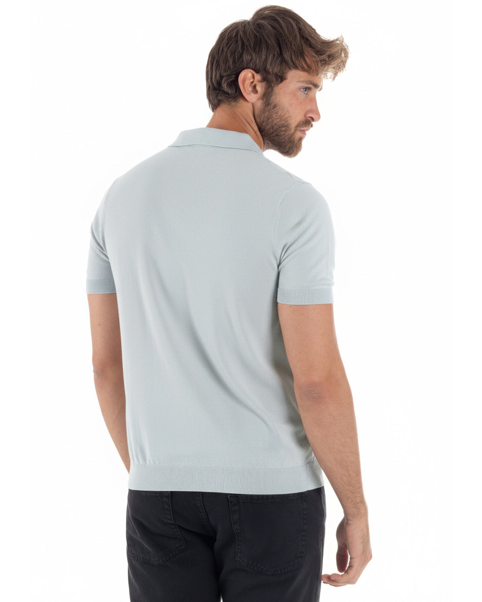 Vista posteriore polo ghiaccio filo maglia regular fit casual uomo