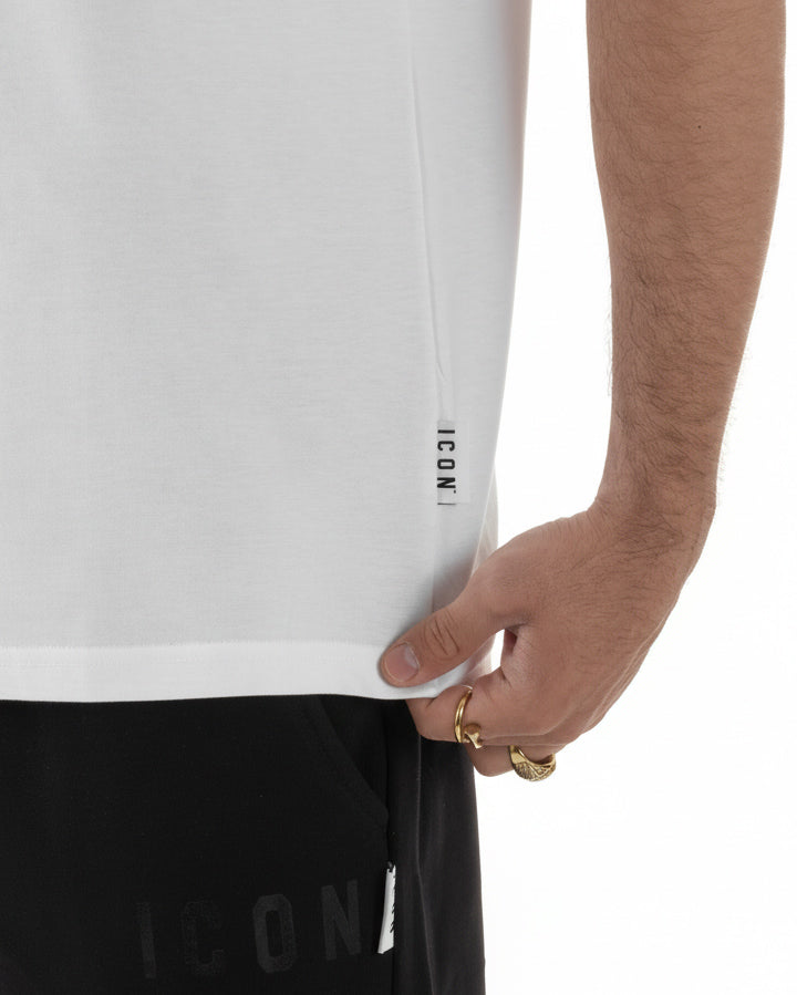 T-shirt uomo girocollo stampa pupazzo basic bianco ICON IUT026