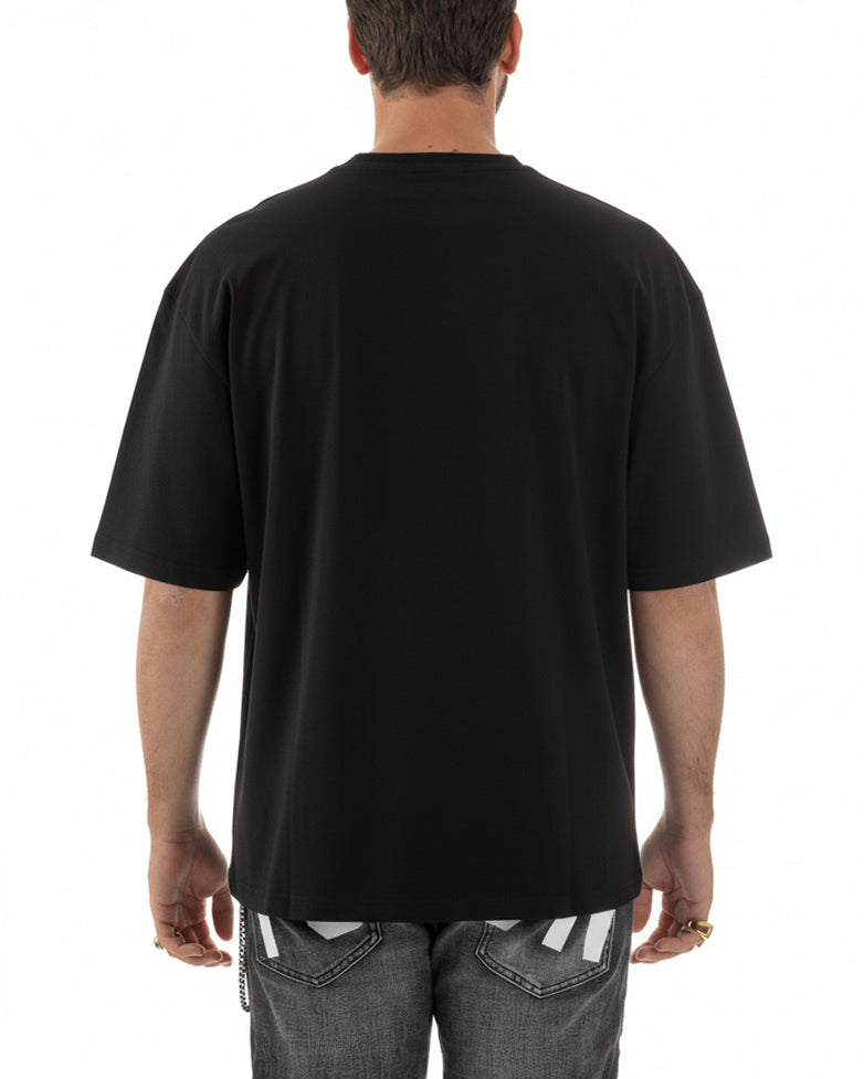 T-shirt uomo girocollo stampa pupazzo basic nero ICON IUT026