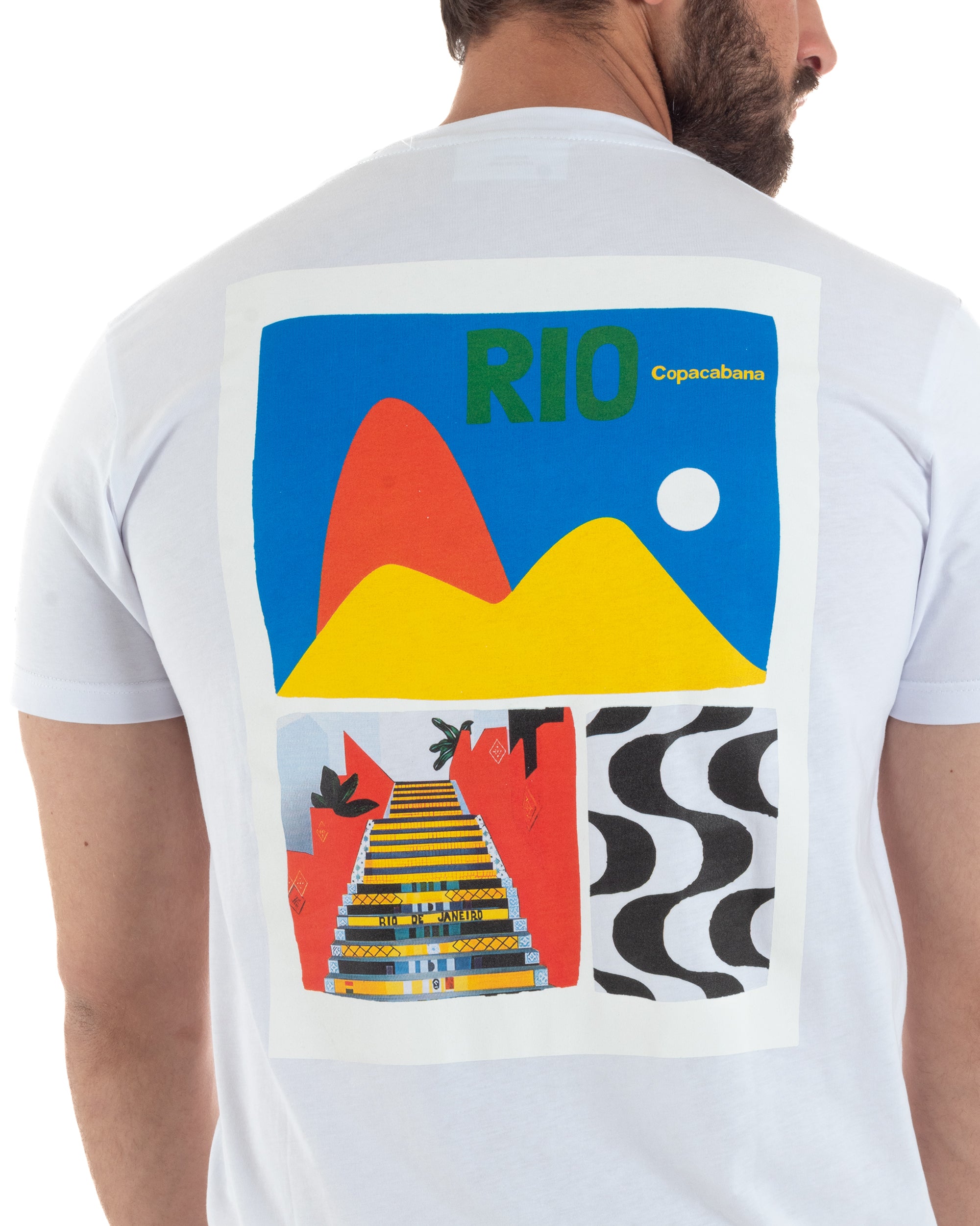 T-shirt uomo girocollo ricamo stampa rio basic bianco SUPERCULTURE-A1817