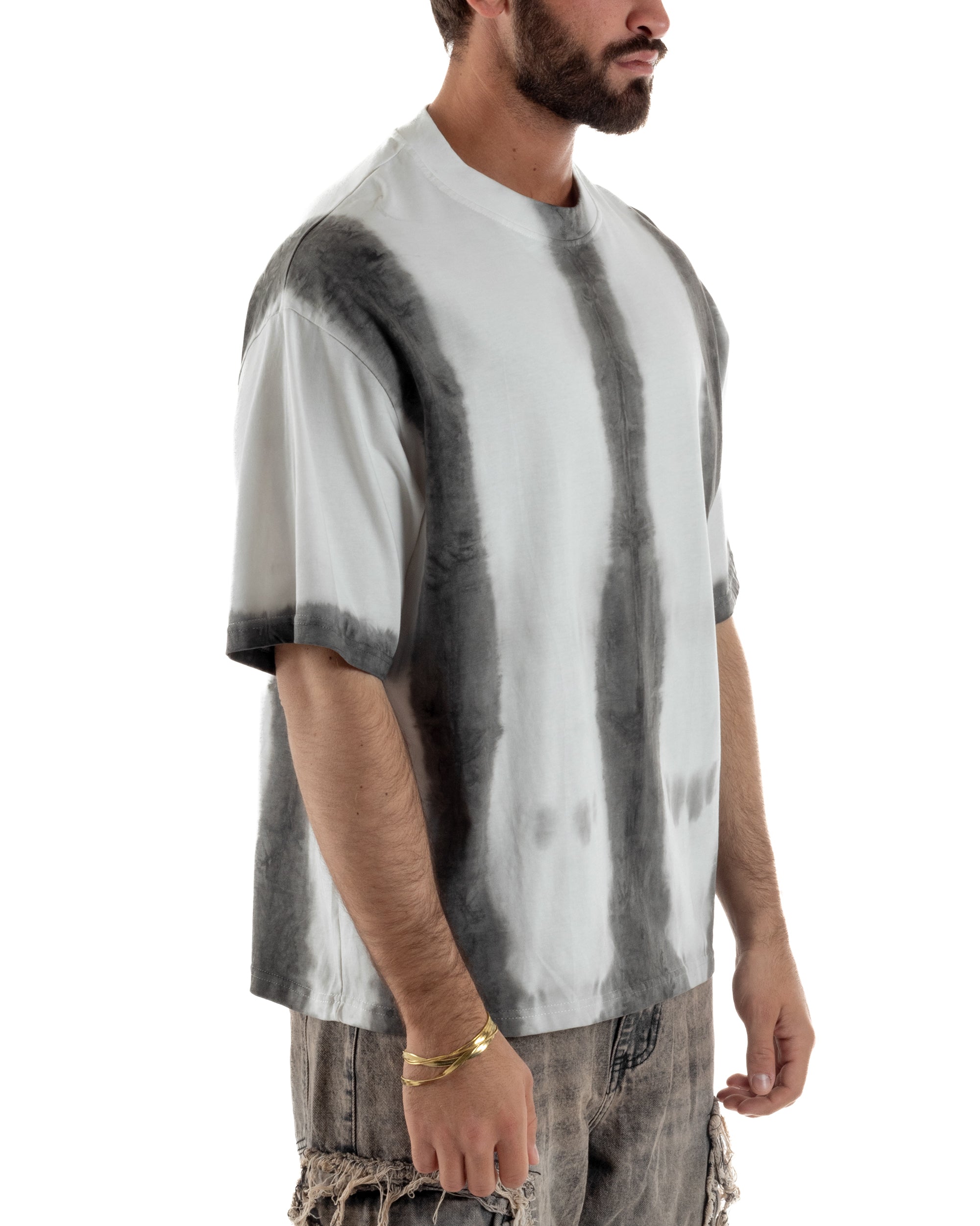 T-shirt uomo girocollo oversize fantasia tie-dye bianco GIOSAL-TS3262A