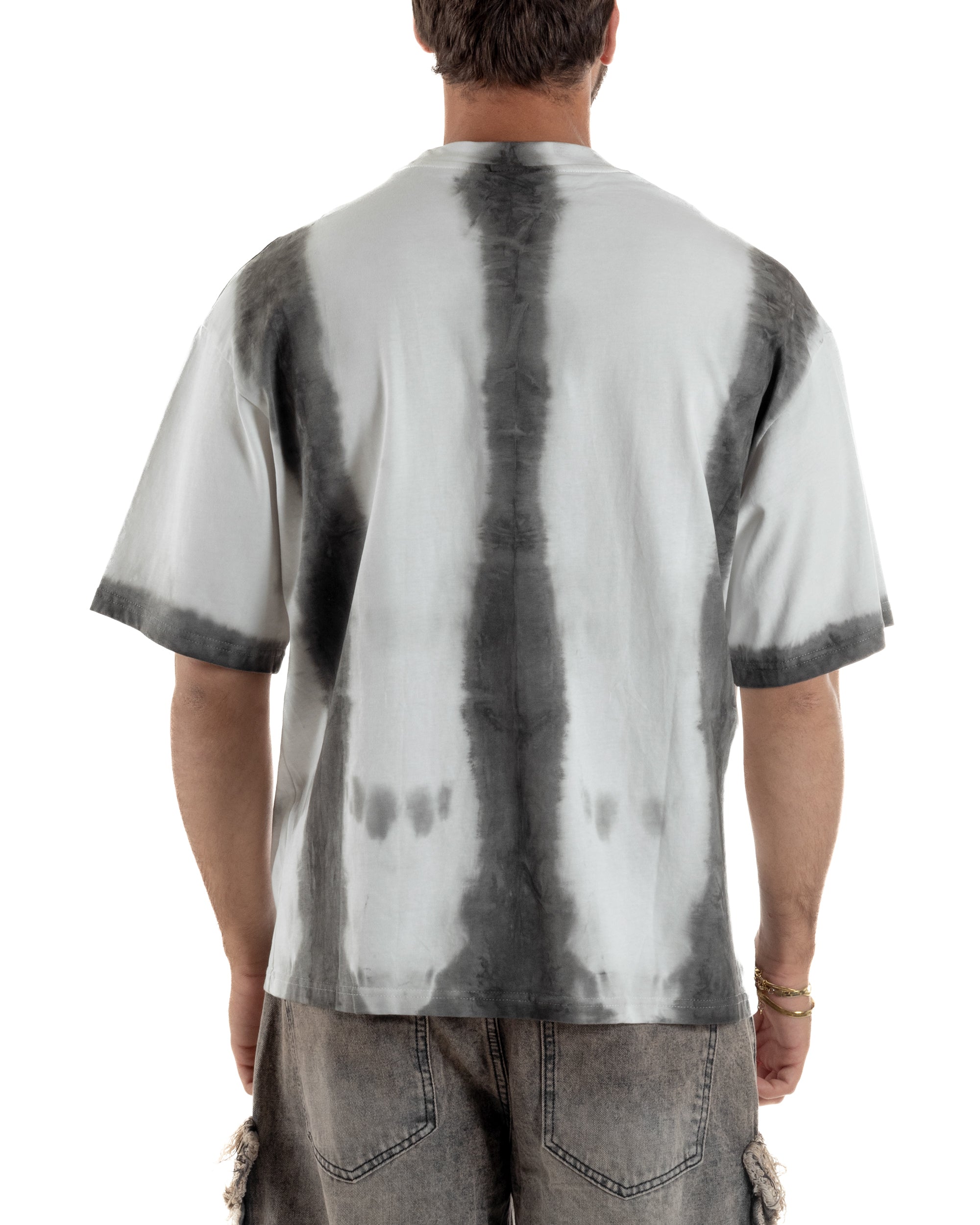 T-shirt uomo girocollo oversize fantasia tie-dye bianco GIOSAL-TS3262A