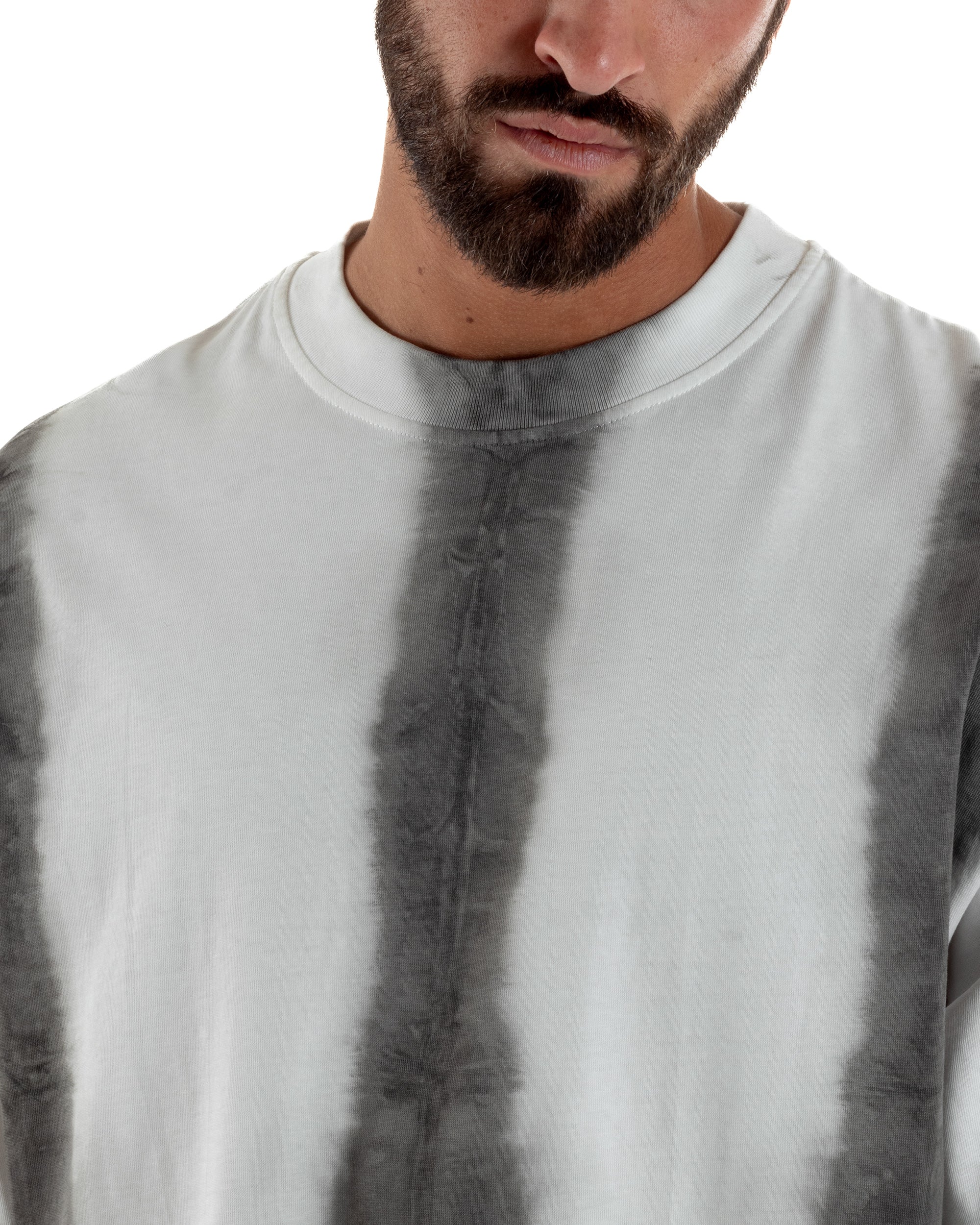 T-shirt uomo girocollo oversize fantasia tie-dye bianco GIOSAL-TS3262A