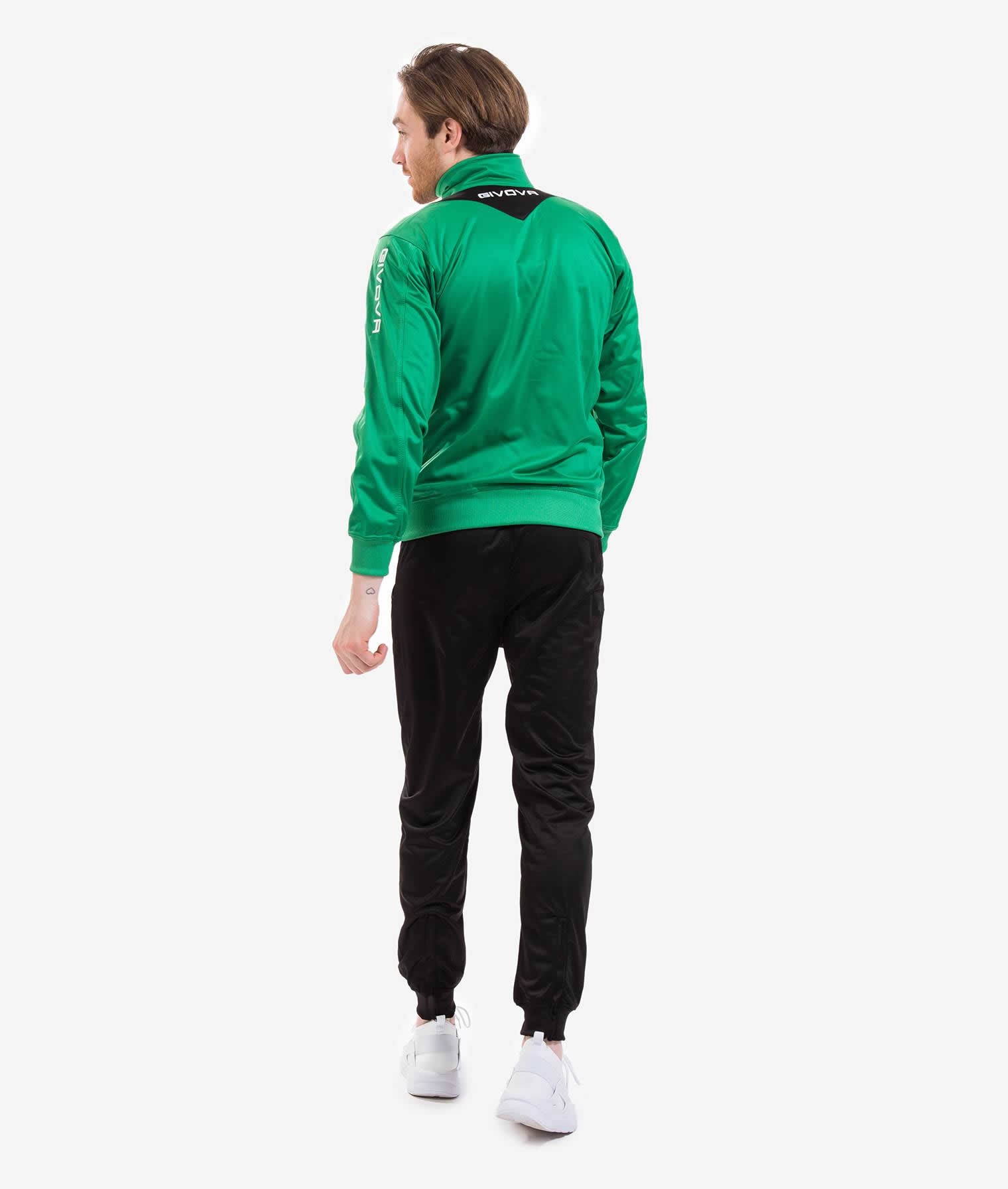 Tuta GIVOVA VISA VERDE NERO Triacetato Set Unisex Sportivo Da Ginnastica Felpa Con Zip Pantaloni Tracksuit Bicolore GIOSAL