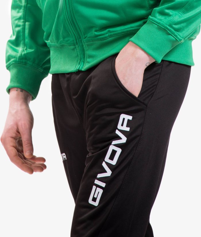 Tuta GIVOVA VISA VERDE NERO Triacetato Set Unisex Sportivo Da Ginnastica Felpa Con Zip Pantaloni Tracksuit Bicolore GIOSAL