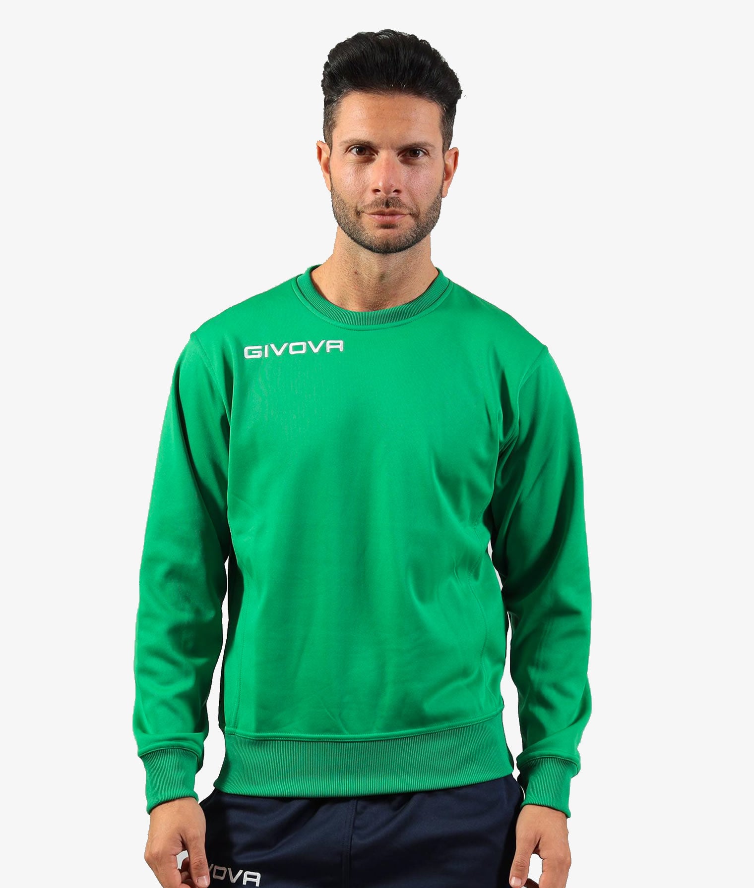 MAGLIA GIROCOLLO GIVOVA ONE VERDE Polarfleece Unisex Sportiva Da Ginnastica Felpa Comoda Per Allenamento Tinta Unita GIOSAL