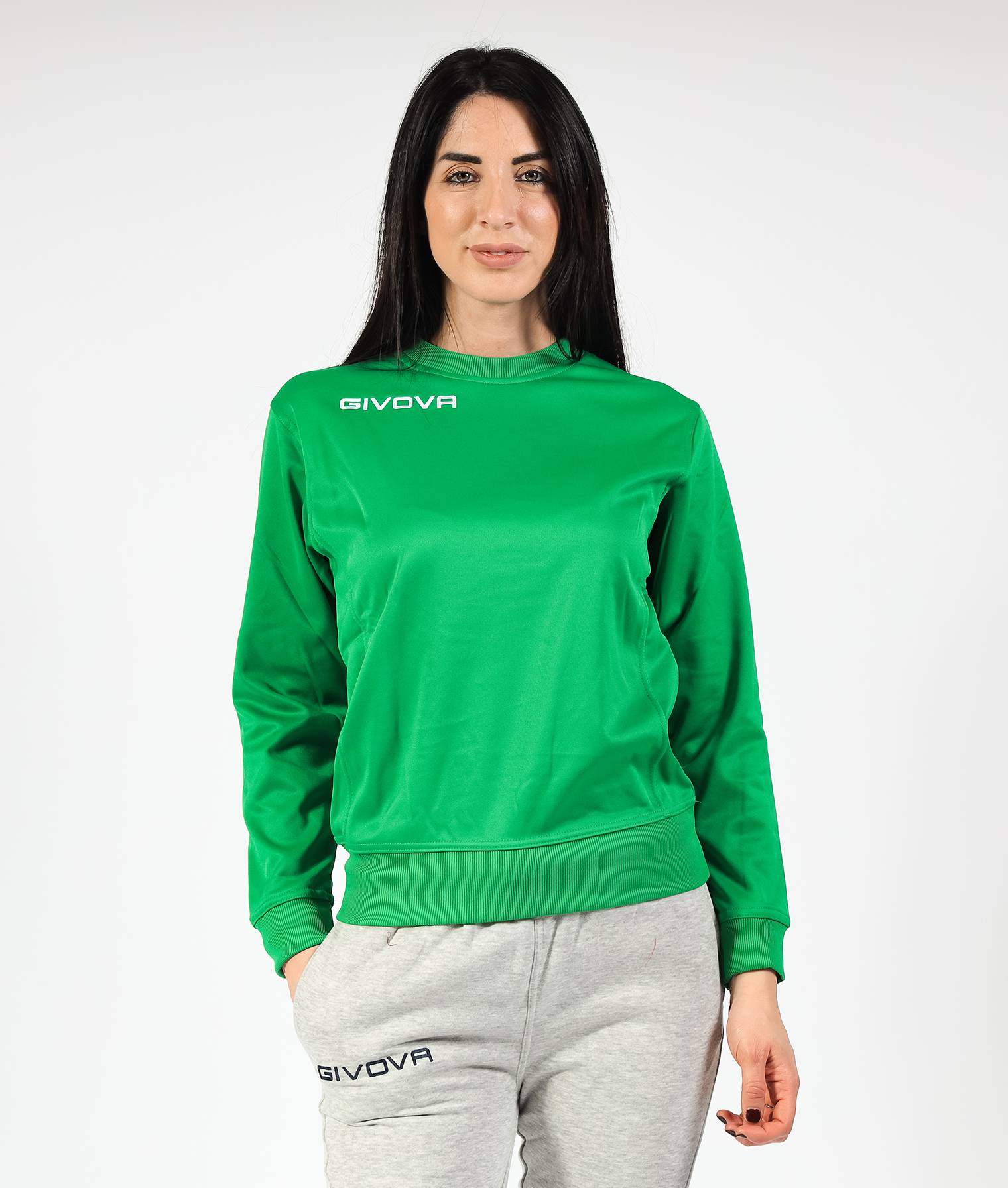 MAGLIA GIROCOLLO GIVOVA ONE VERDE Polarfleece Unisex Sportiva Da Ginnastica Felpa Comoda Per Allenamento Tinta Unita GIOSAL