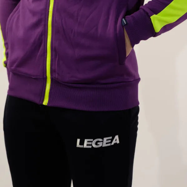 Felpa LEGEA CARACAS Freetime Unisex Casual Manica Lunga Zip Bicolore Viola Giallo Fluo GIOSAL-FELPACARACAS