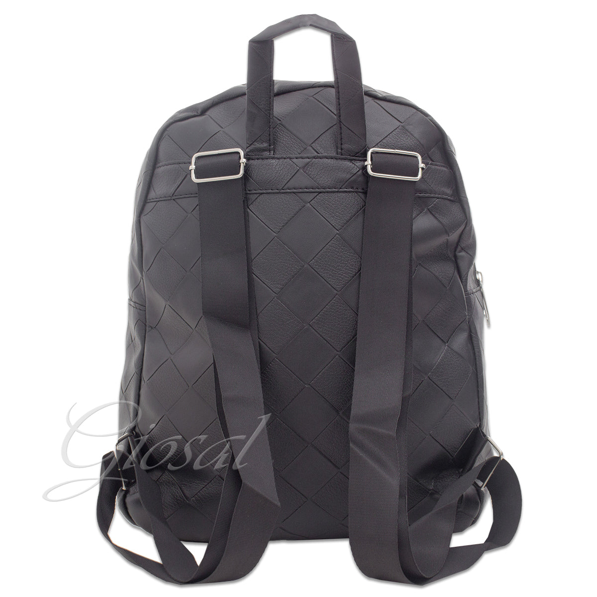 Backpack Shoulder Bag Men Unisex Faux Leather Black Square Studs GIOSAL-ZU1027A