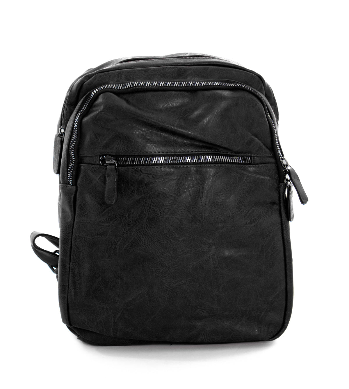 Backpack Shoulder Bag Men Unisex Faux Leather Vintage Black GIOSAL-ZU1038A