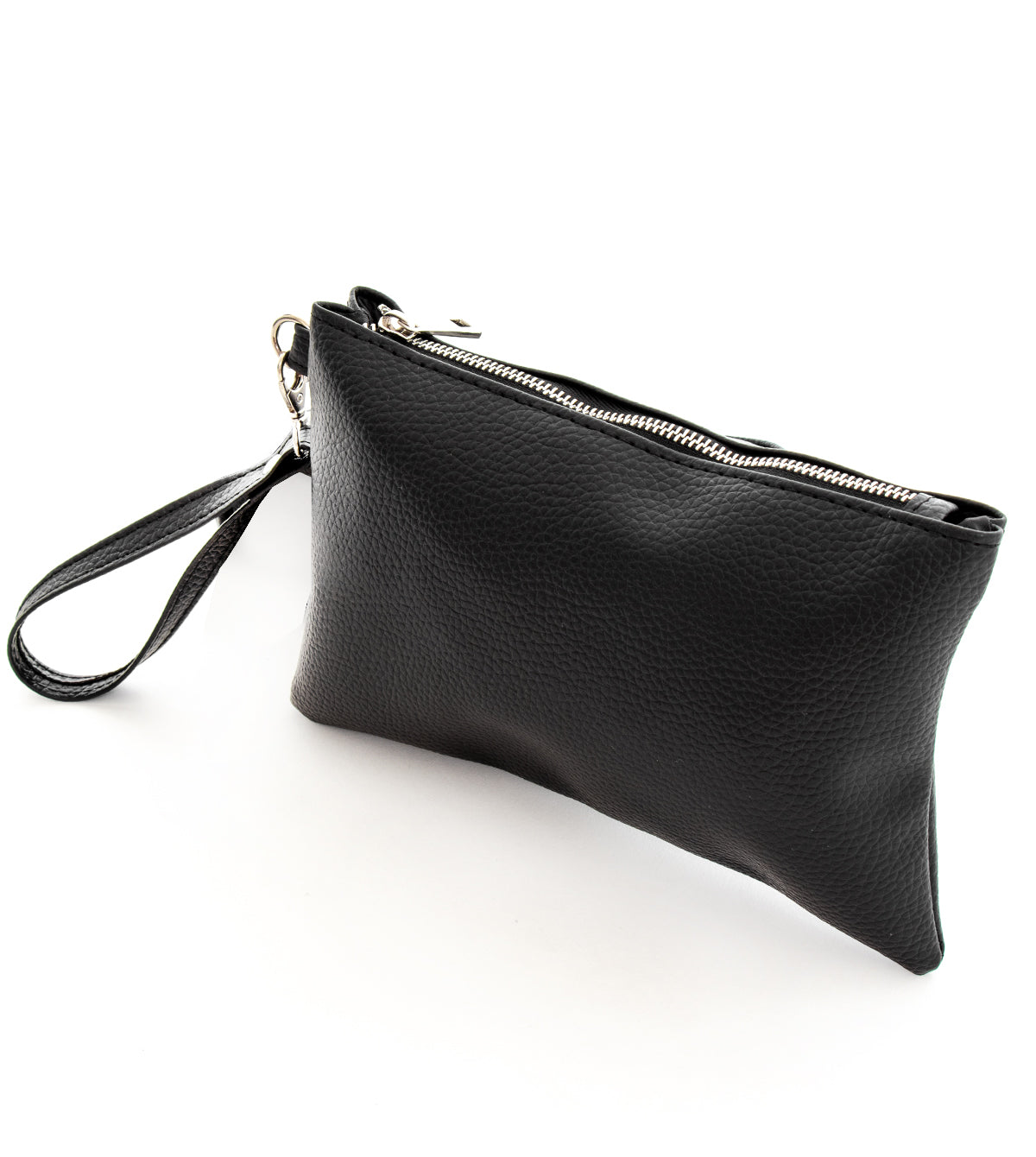 Men's Unisex Faux Leather Casual Black Zip Pouch Bag Handbag GIOSAL-ZU1055A